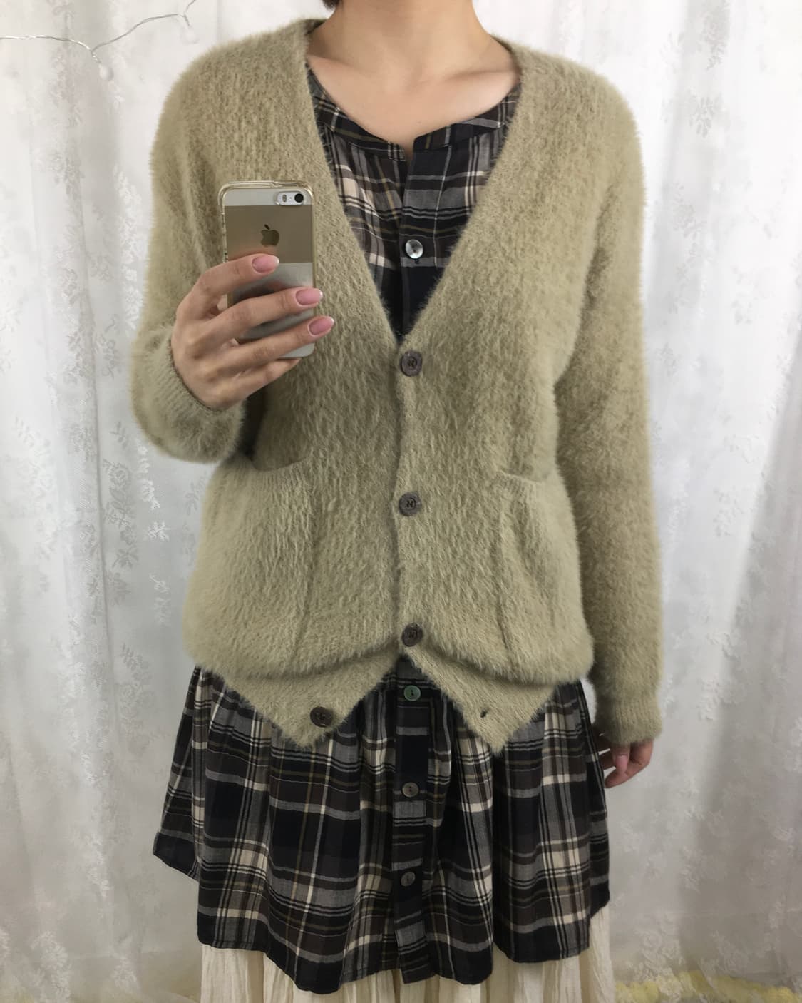 CLEA Beige Hairy Knit Cardigan 상품이미지6