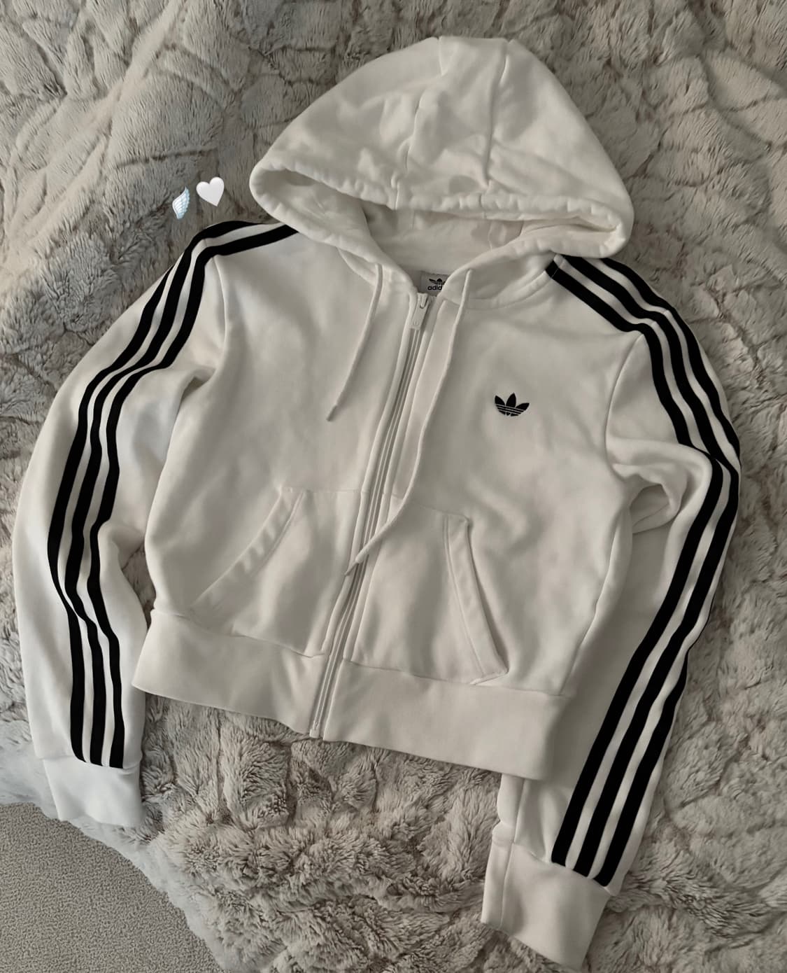 🐰아디다스 미니 파이어버드 화이트 삼선 후드집업 숏🤍 상품이미지4