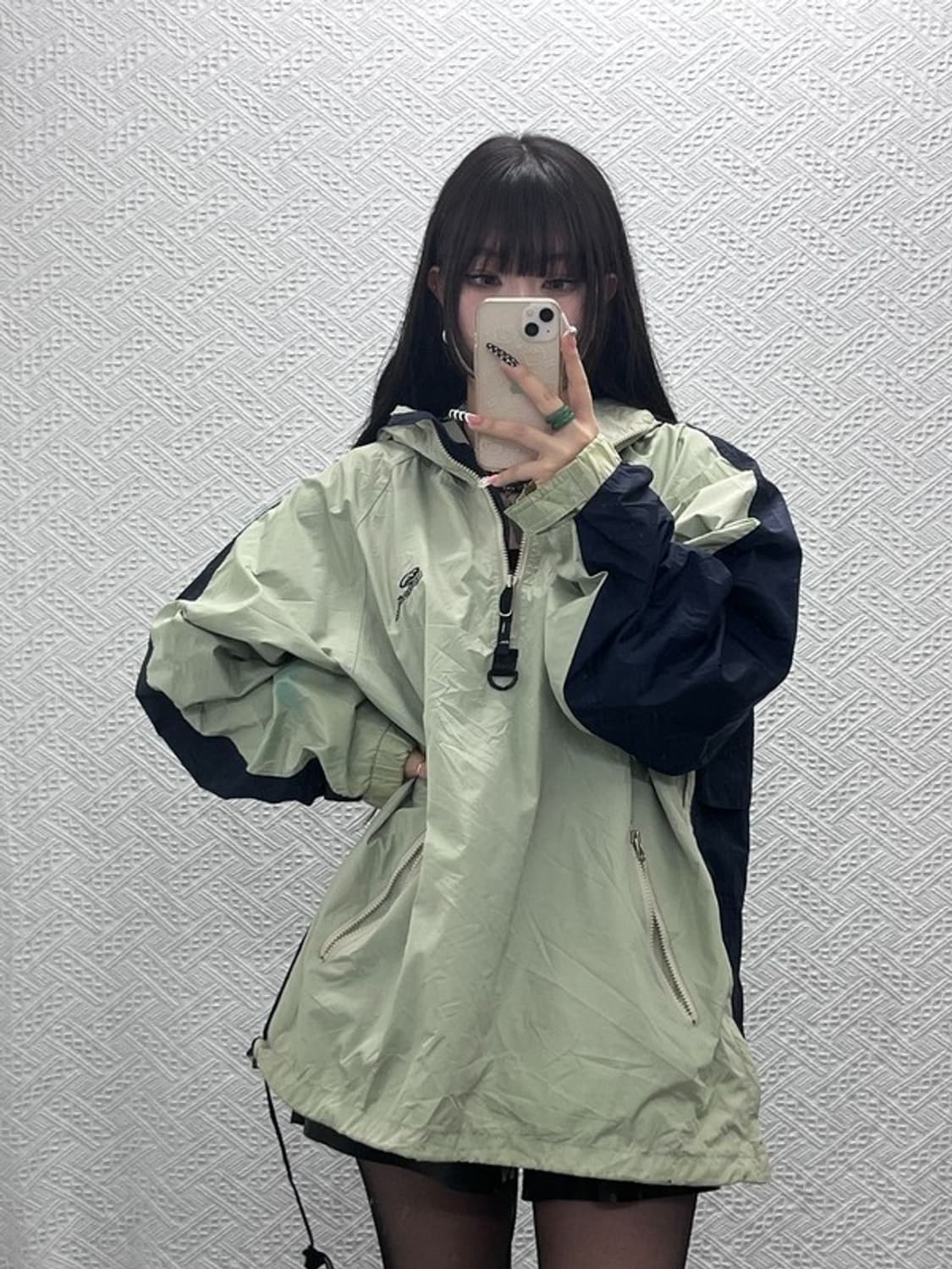 퀵실버 레트로 배색 반집업 바람막이 아노락 XL C10345 상품이미지1