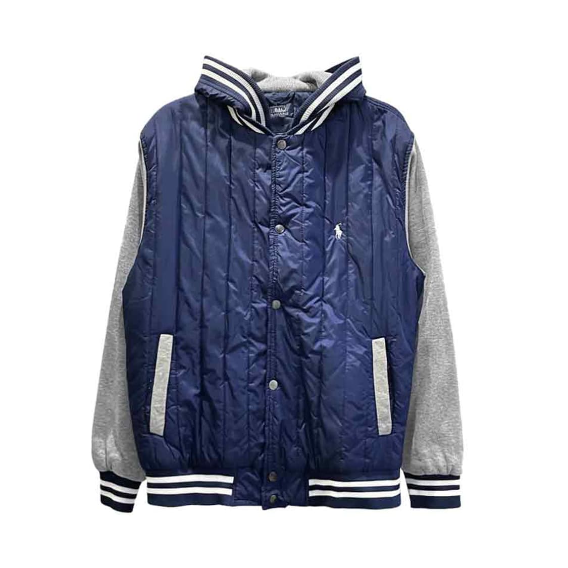 폴로 랄프로렌 바시티 패딩 자켓 풀집업 스냅버튼 디테일 네이비 상품이미지1