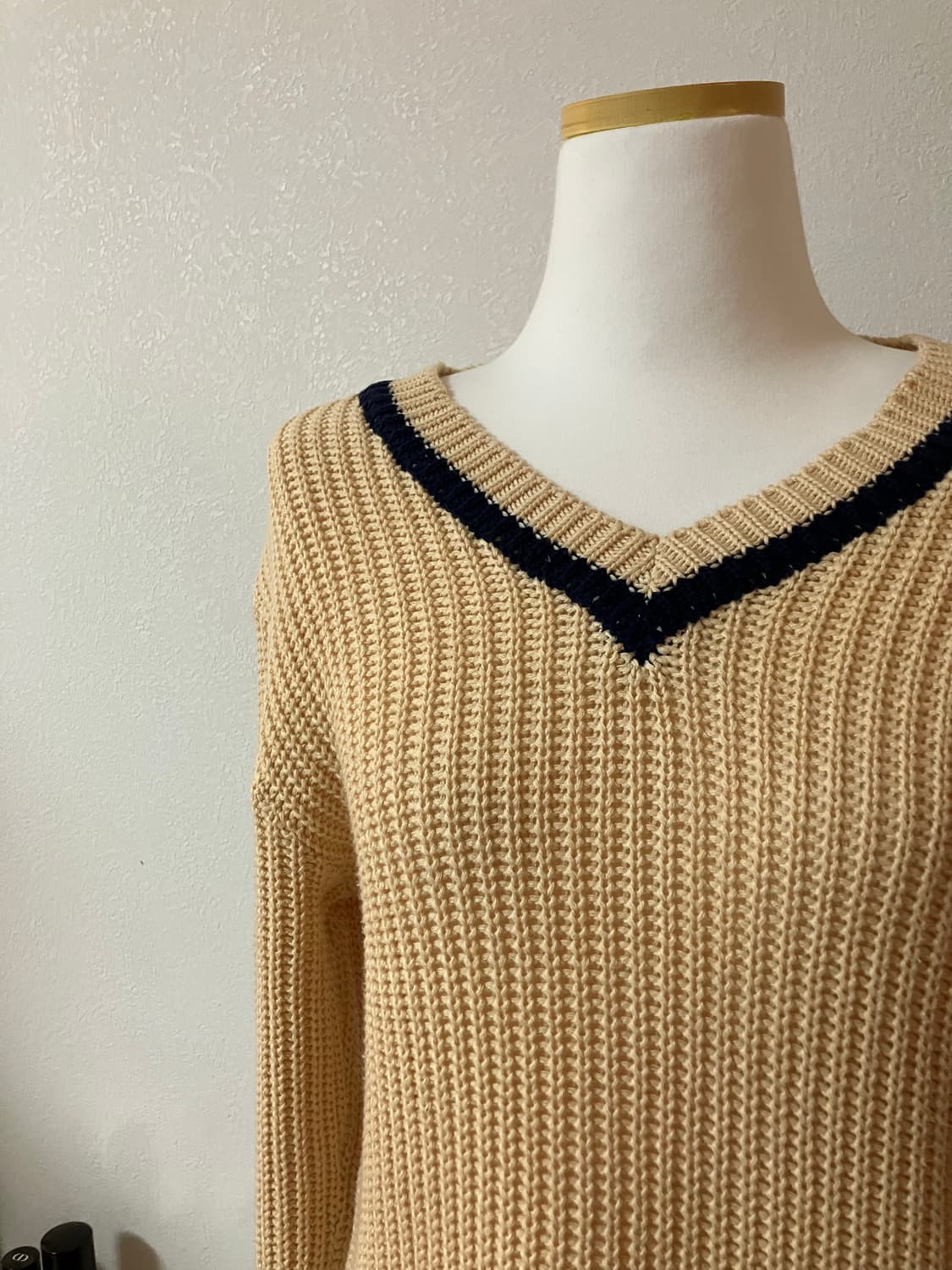 Saburoku 버터색 브이넥 코튼니트 상품이미지2