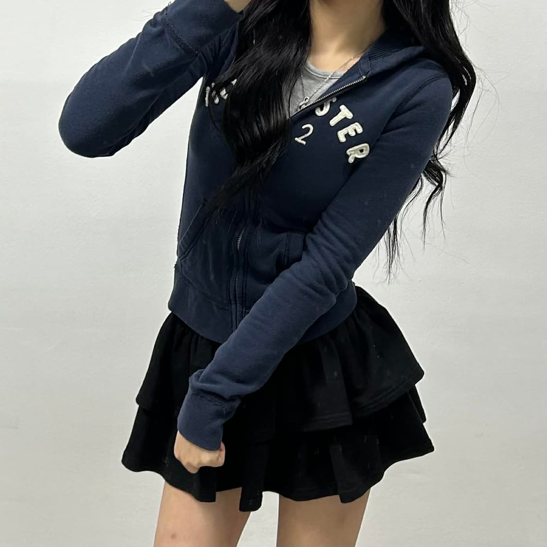 홀리스터 y2k 여리핏 블랙 걸즈 스웻 후드집업 희귀져지(XS) 상품이미지1