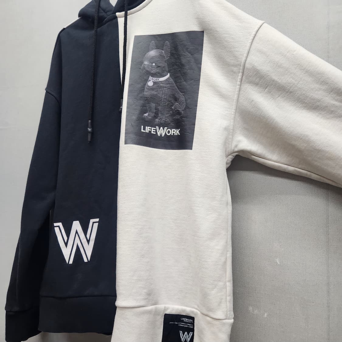 라이프워크 블랙/화이트 디자인 후드티 L 상품이미지2