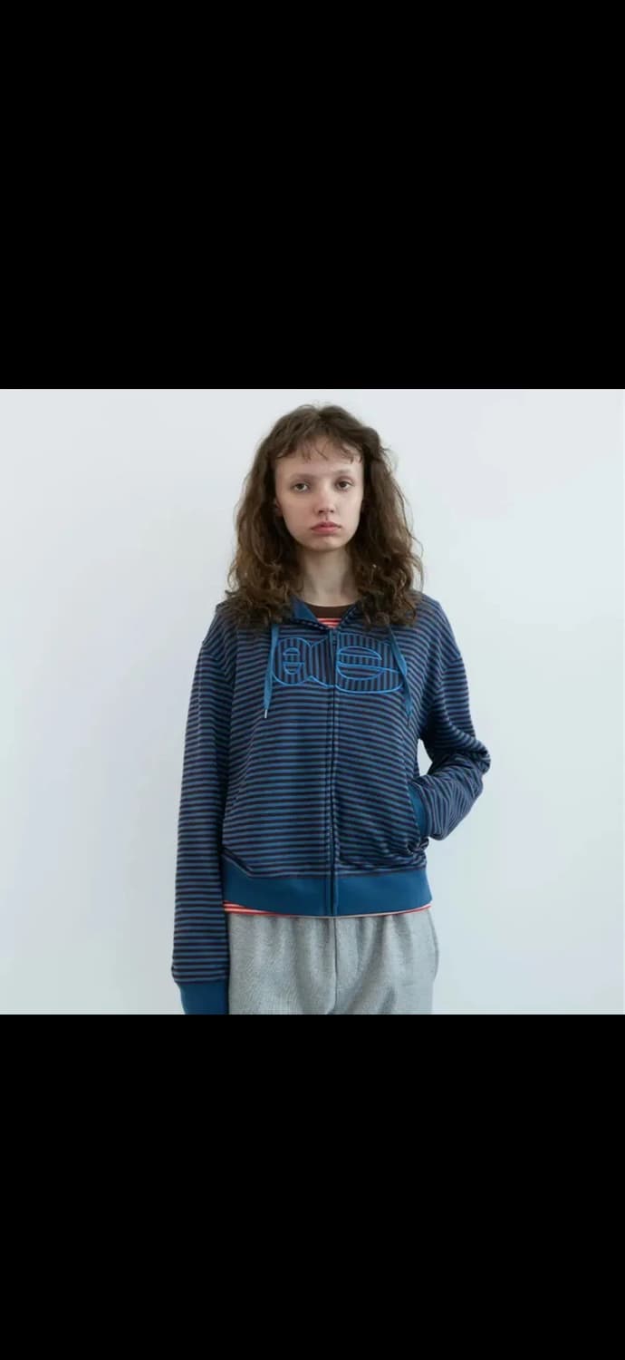 엔조블루스 스트라이프 집업 후디 블루 상품이미지1