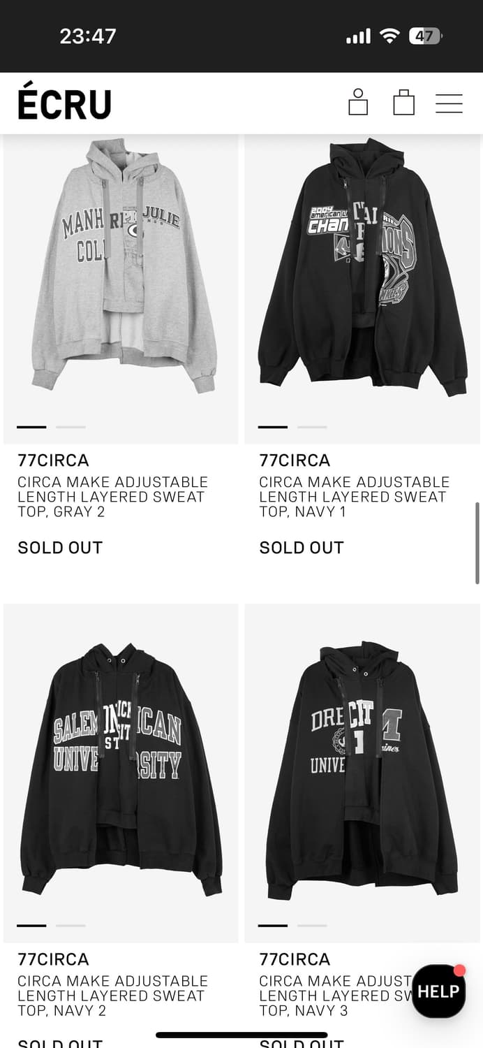 CIRCA ADJUSTABLE LENGTH LAYERED SWEATTOP 상품이미지8