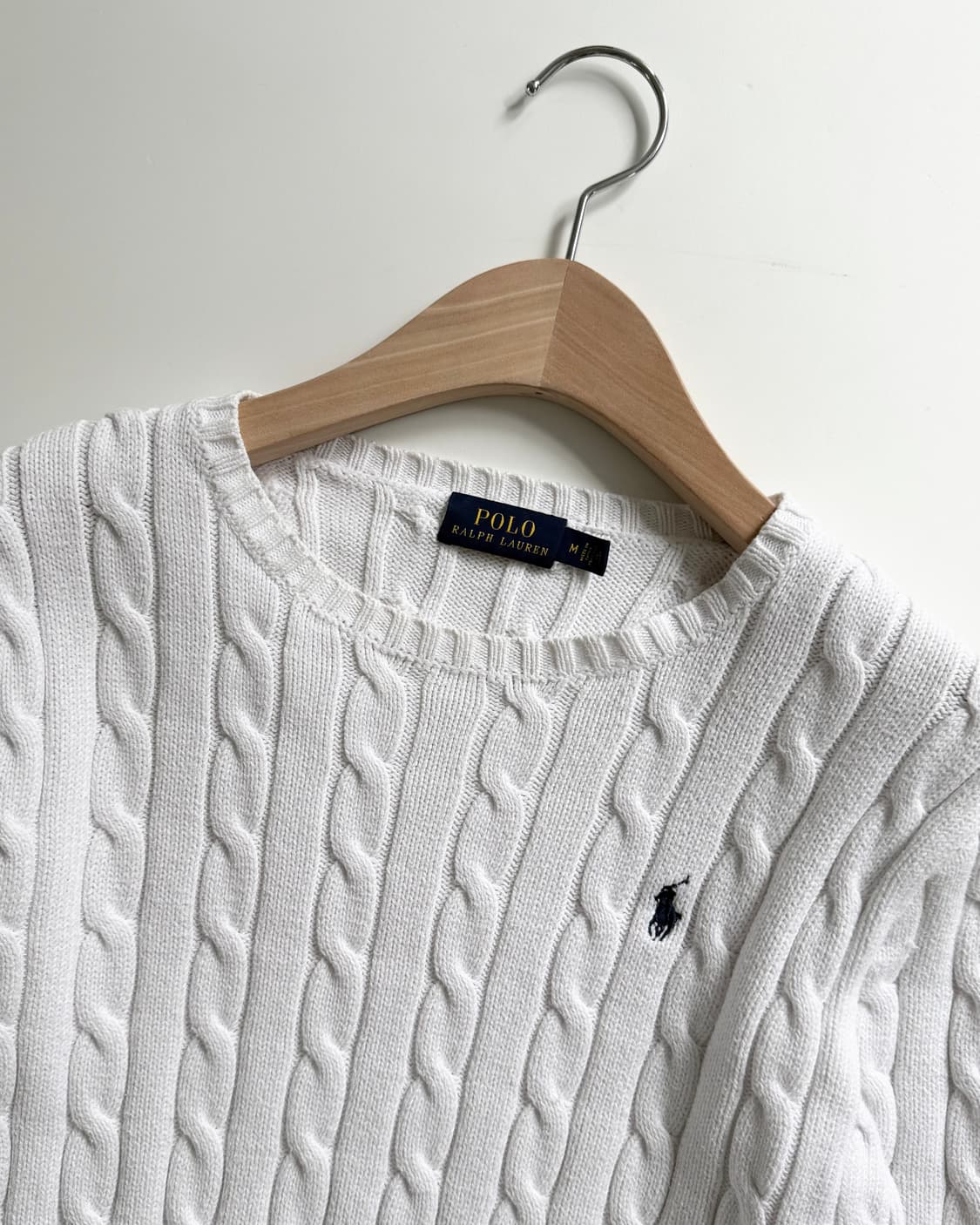 Polo 폴로 랄프로렌 신형 화이트컬러 케이블 코튼 니트 상품이미지4