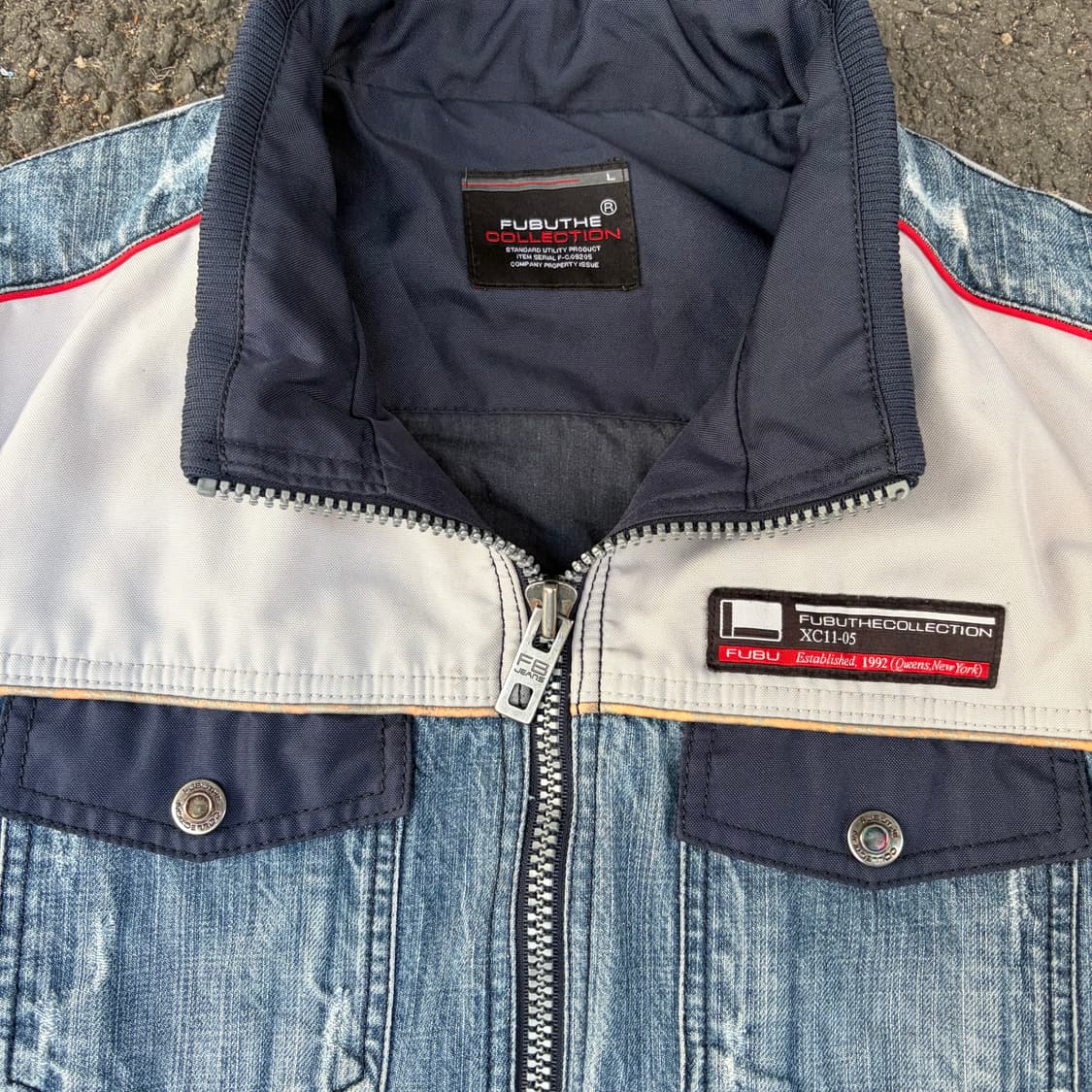 00s 후부 올드스쿨 데님 레이싱 트러커 자켓 L 상품이미지5