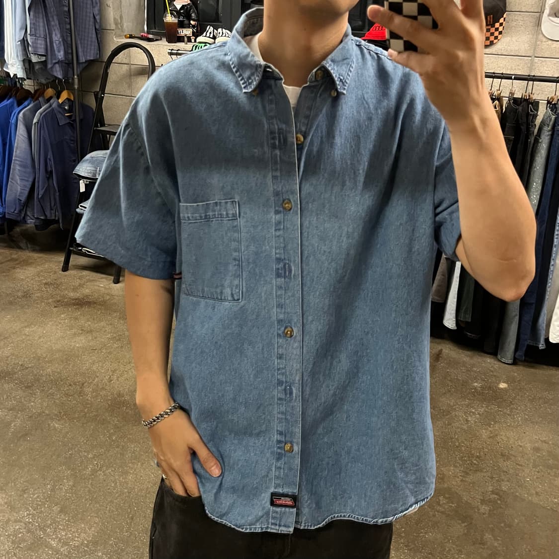 00s 디키즈 데님 반팔 셔츠 (105) 상품이미지8