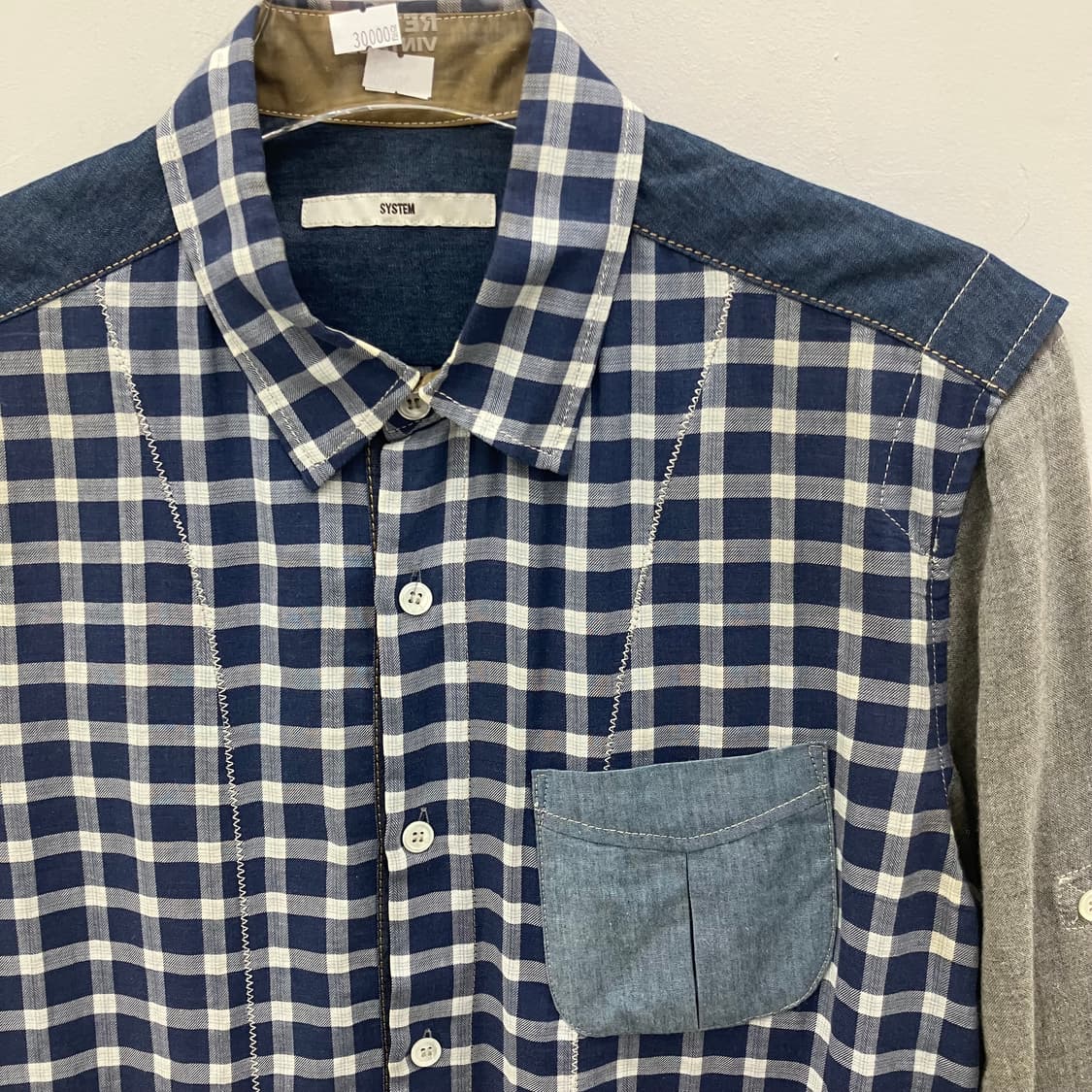 시스템 체크 패턴 데님 포켓 셔츠 95 상품이미지4