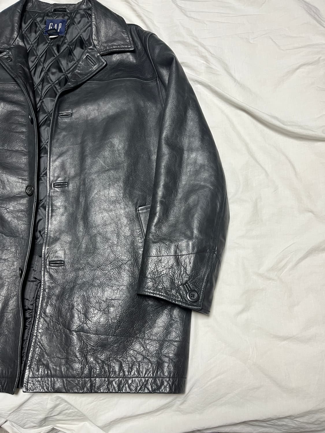 [L] GAP 올드 갭 레더 카코트 블랙 상품이미지8