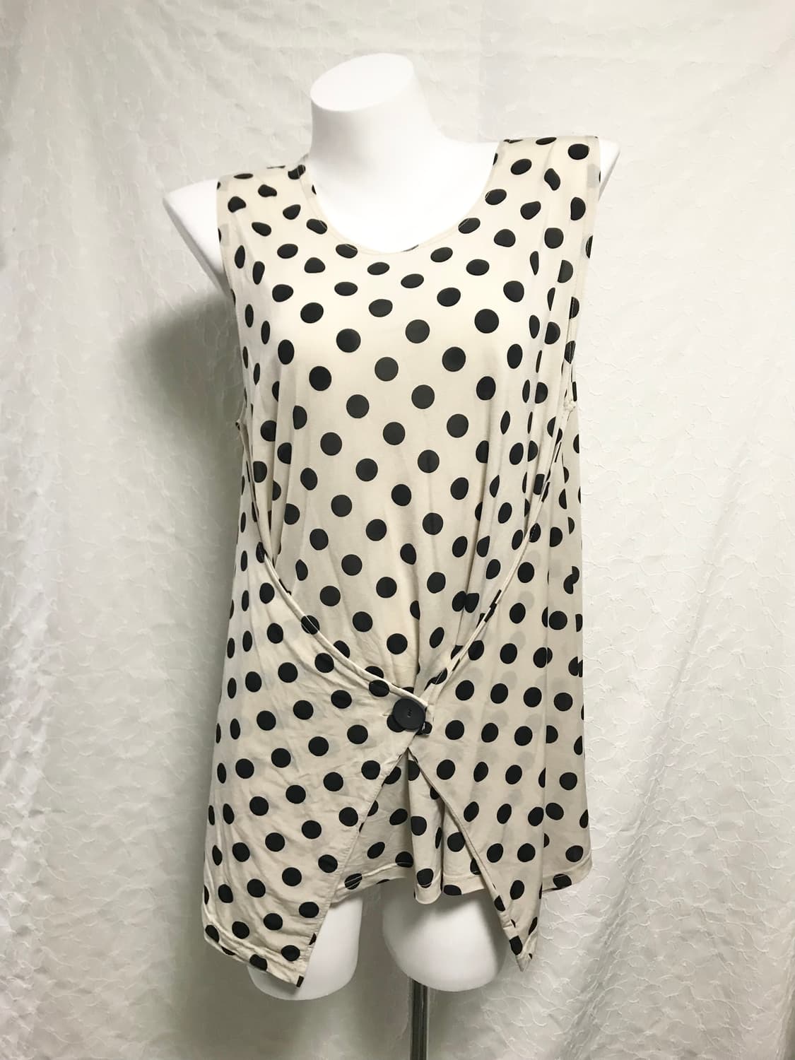 빈티지 너드 모리 도트 레이어드 슬리브리스 탑 상품이미지5