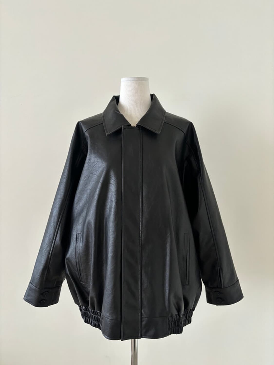 새상품 츄니토리 레더풀업자켓 숏 블랙 상품이미지6