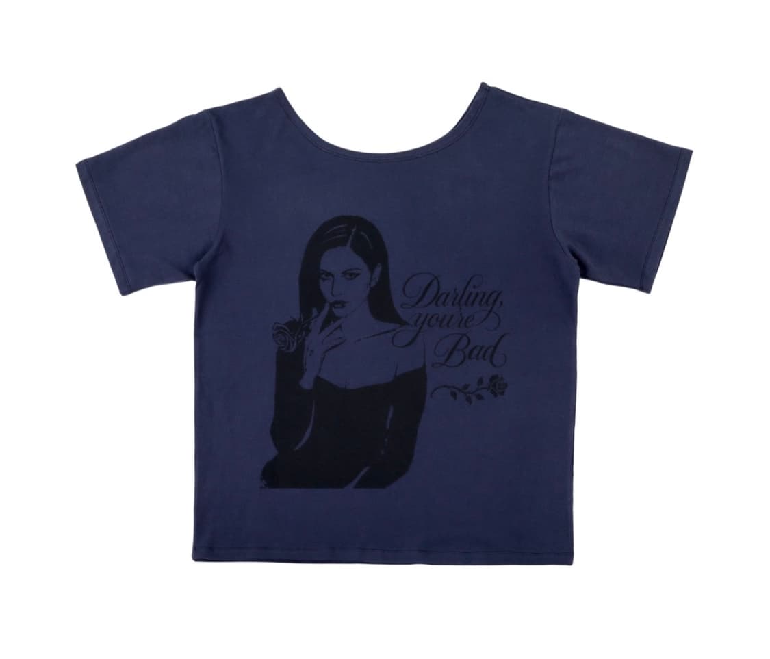달링유어배드 SMOKING ROSE TEE NAVY 상품이미지1
