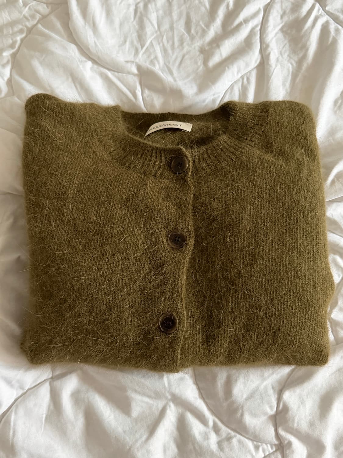 (새상품) 스무드무드 카키 앙고라 지나 가디건 상품이미지5