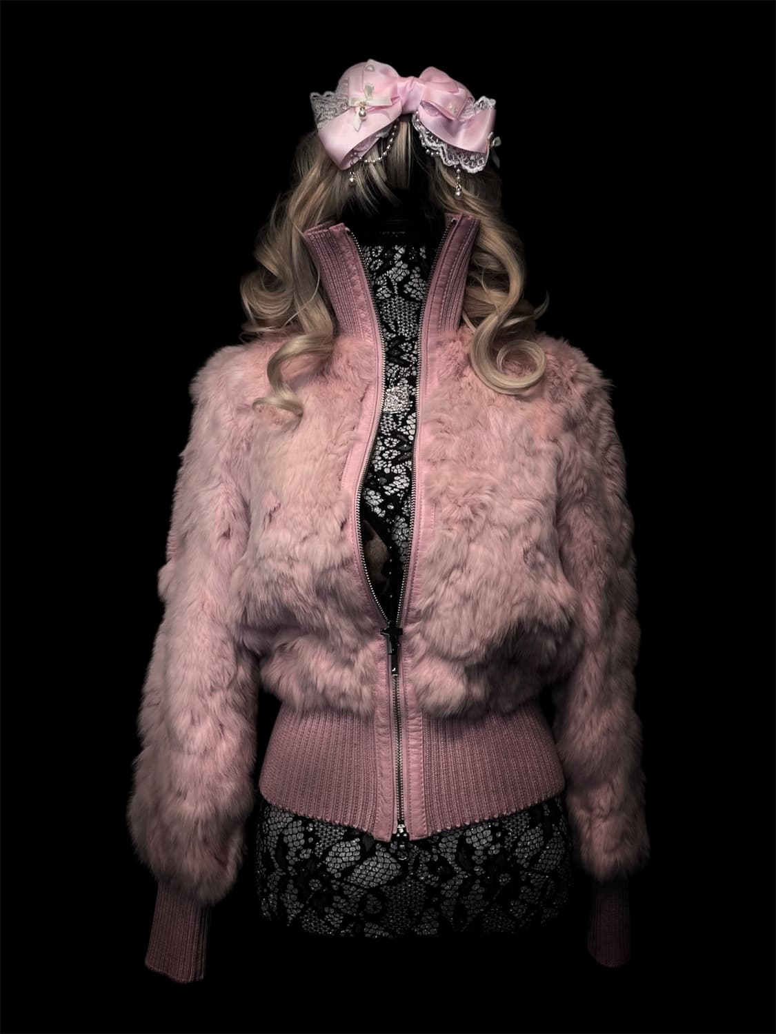 하이넥 리얼퍼 토끼털 히메갸루 퍼자켓 상품이미지1