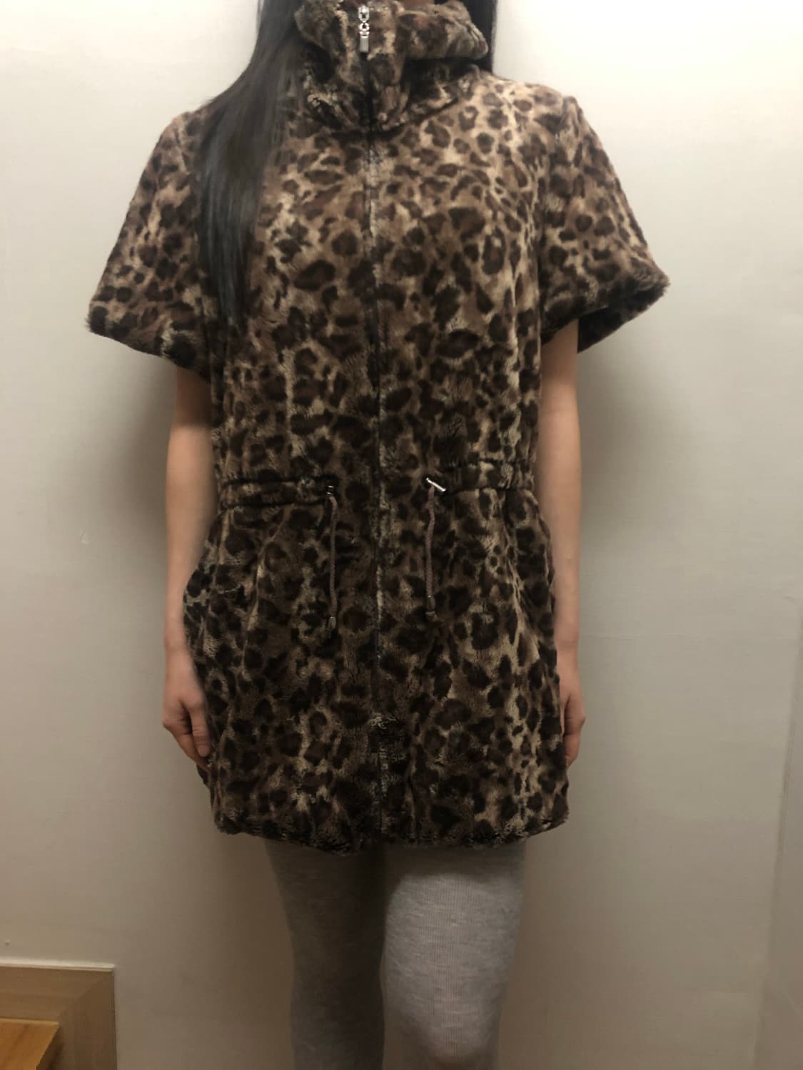 빈티지 레오파드 퍼 롱 집업 상품이미지5
