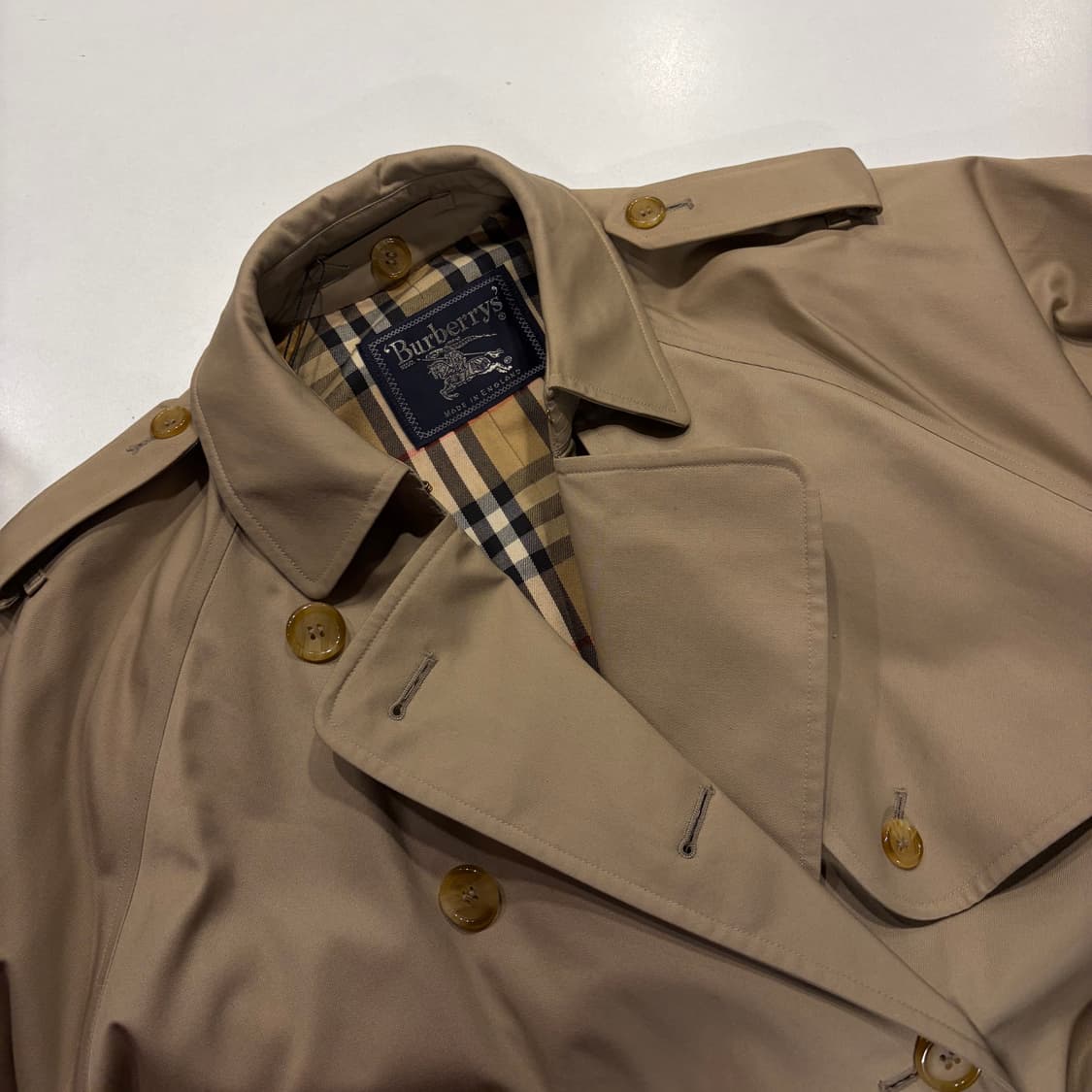 버버리 체크 안감 베이지 트렌치코트 C917 상품이미지3