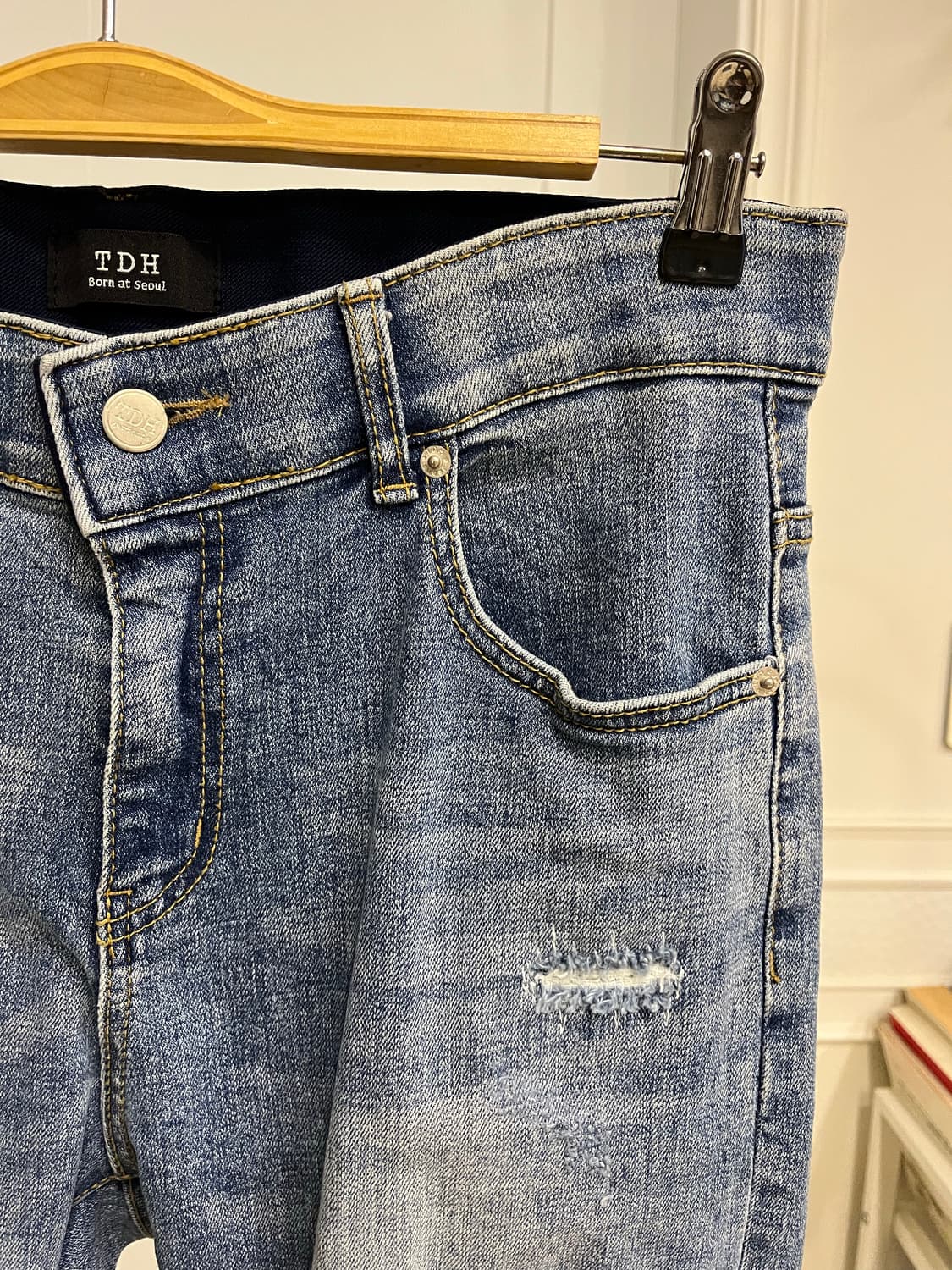 롤업 데미지 워싱 청바지 상품이미지2