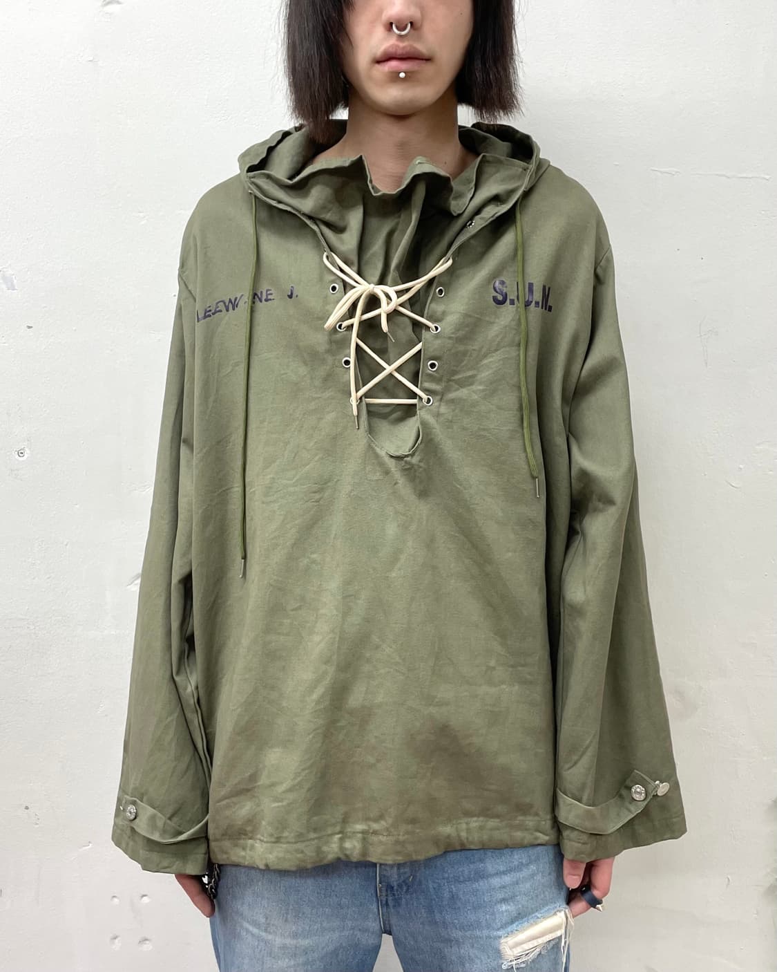 Military crochet parachute khaki jacket  상품이미지1