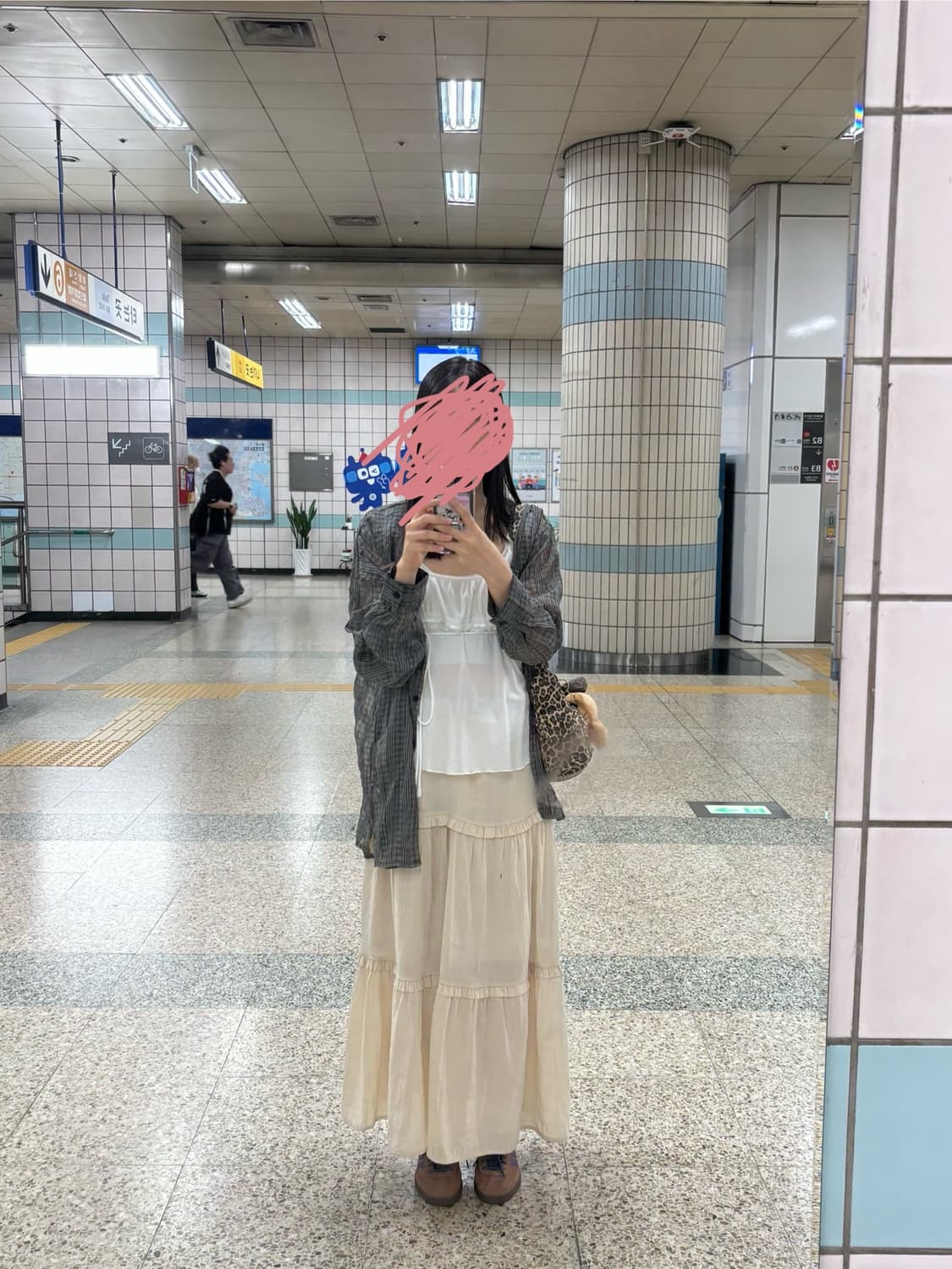 베이지 셔링 롱치마 상품이미지3