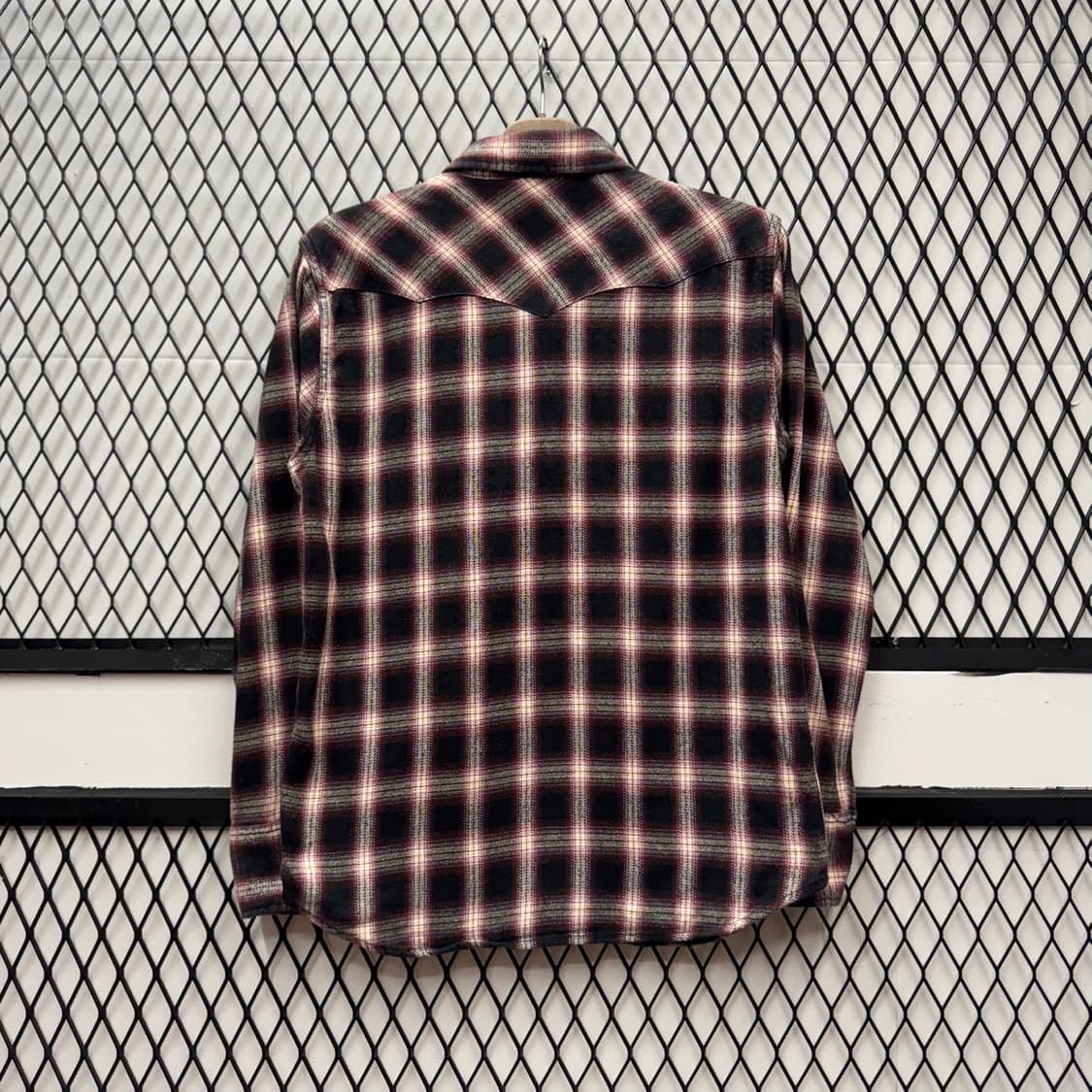 랭글러 웨스턴 셔츠 체크 패턴 다이아몬드 버튼 포인트 레드 블랙 상품이미지2