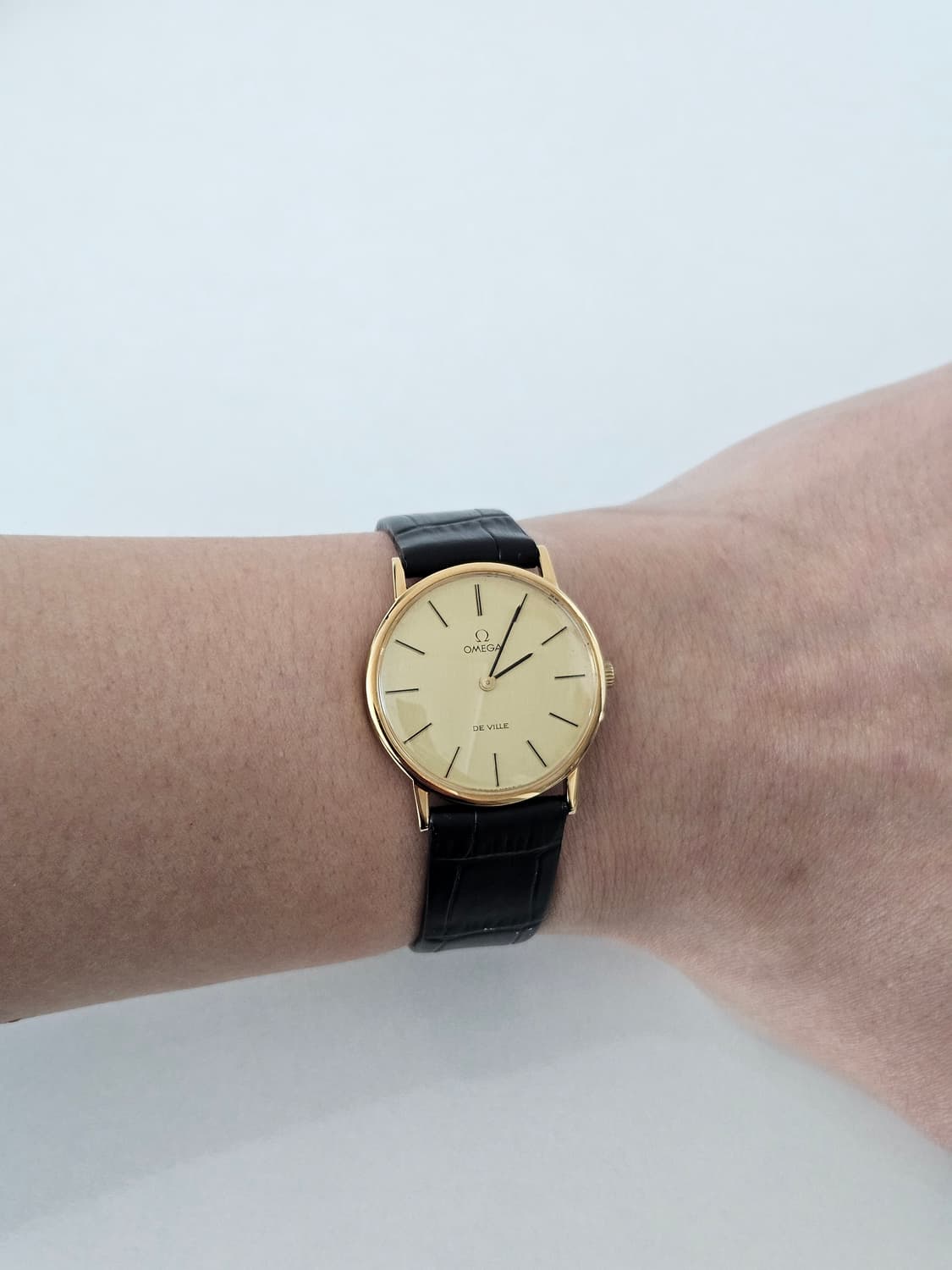 빈티지 오메가 드빌 금장 남성용 가죽 시계 상품이미지2