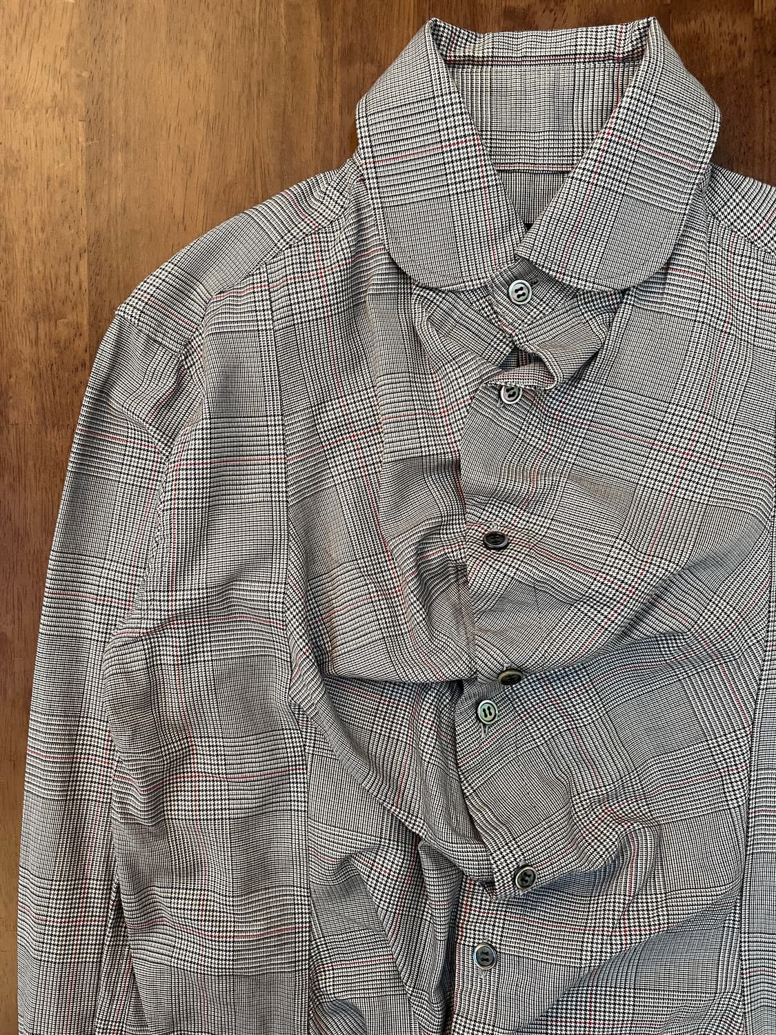 gomme 셔링 글렌체크 비대칭 셔츠 상품이미지5