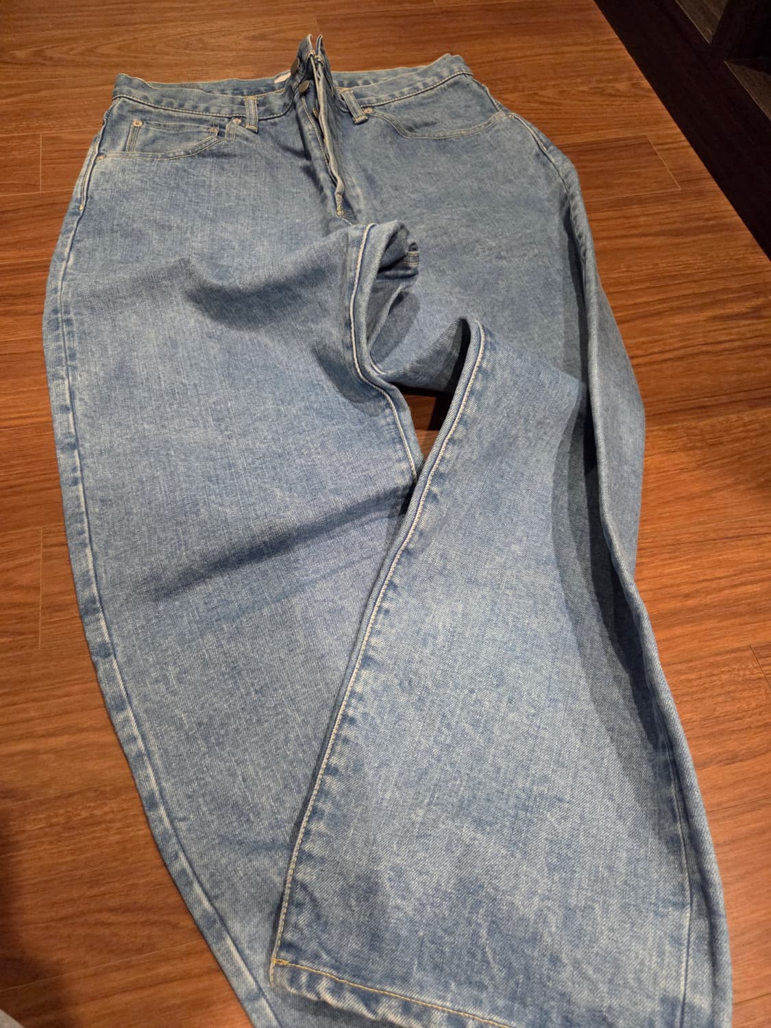 하츠키 와이드 테이퍼드 데님 아이스블루 2사이즈 상품이미지1