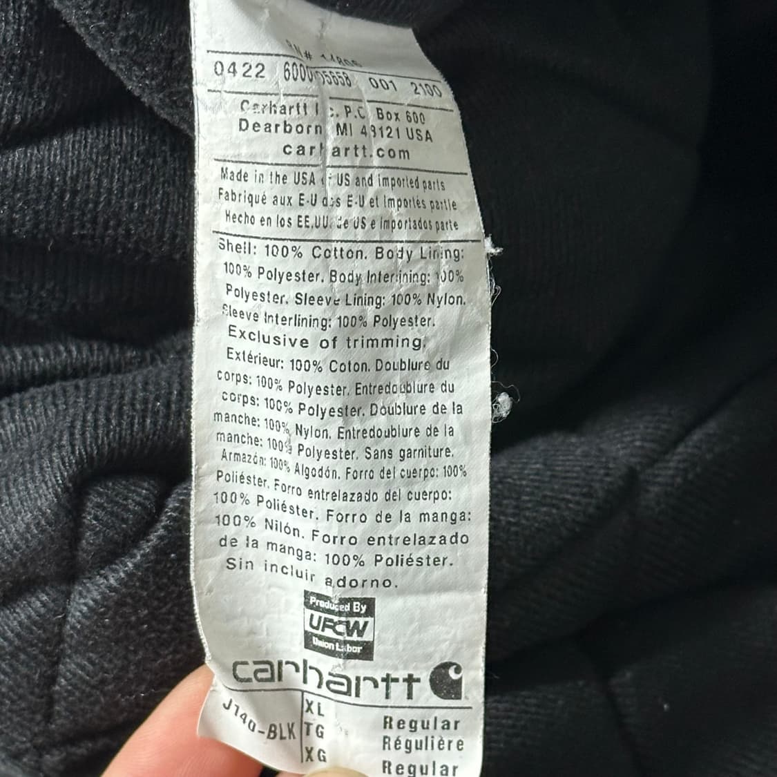 XL 칼하트 액티브 블랙 후드 자켓 상품이미지5