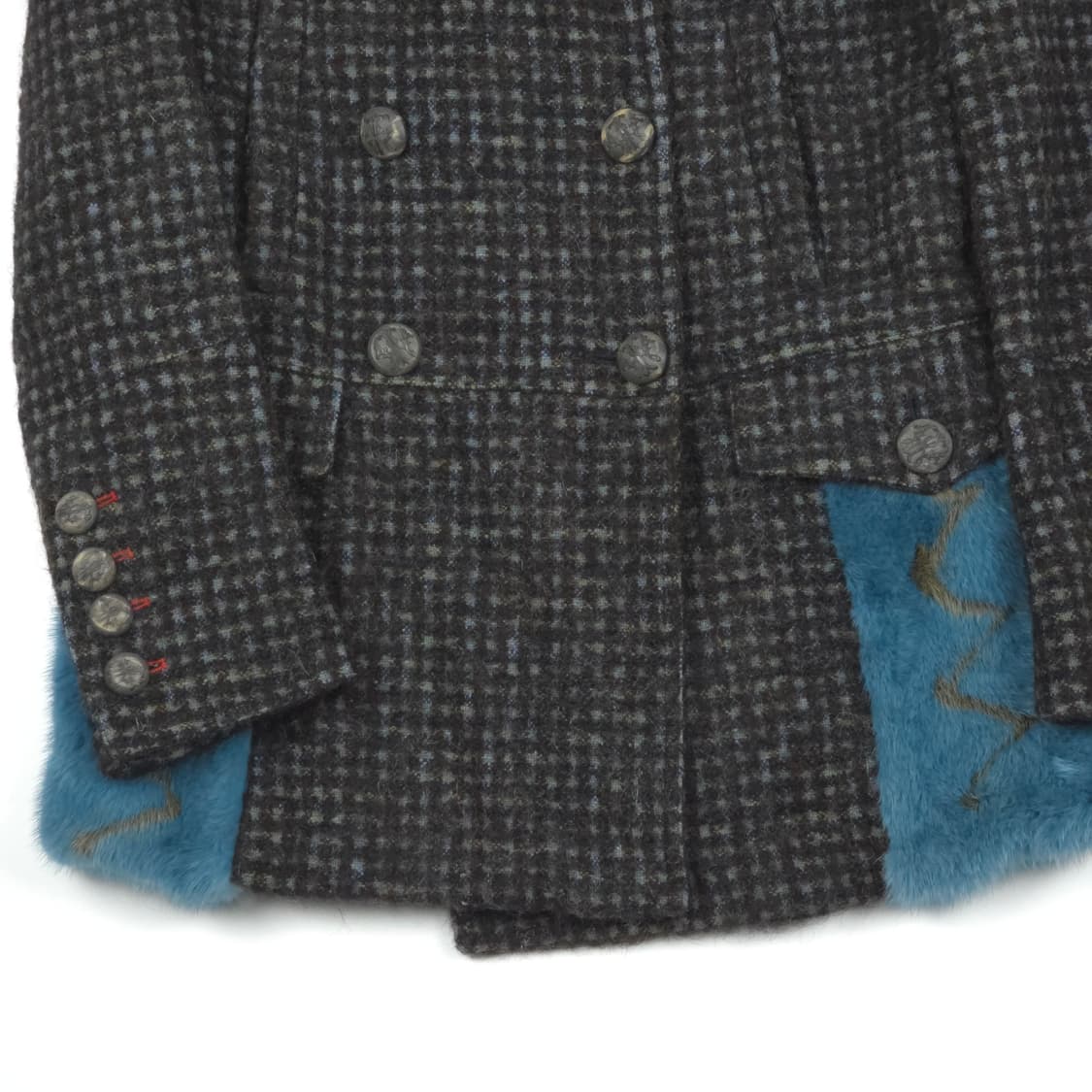 [40(XS~S)] 로스트인미 알파카 혼방 체크 반코트 상품이미지3