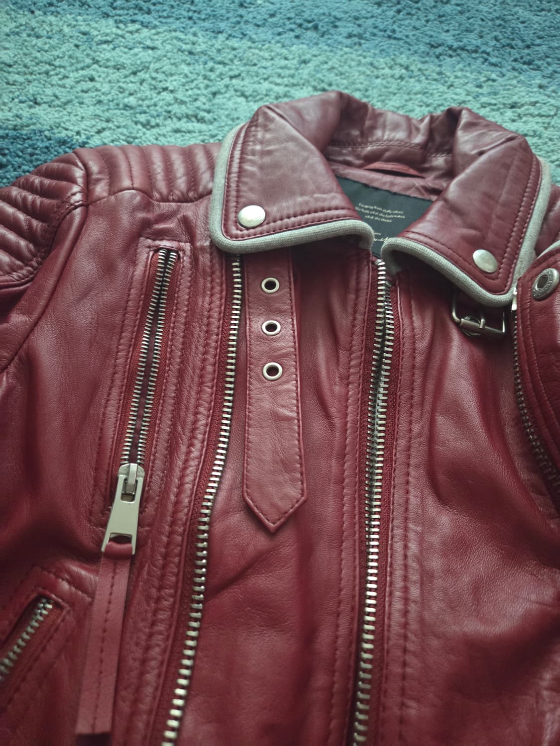 제시뉴욕 가죽 라이더자켓 66사이즈 버건디 상품이미지2