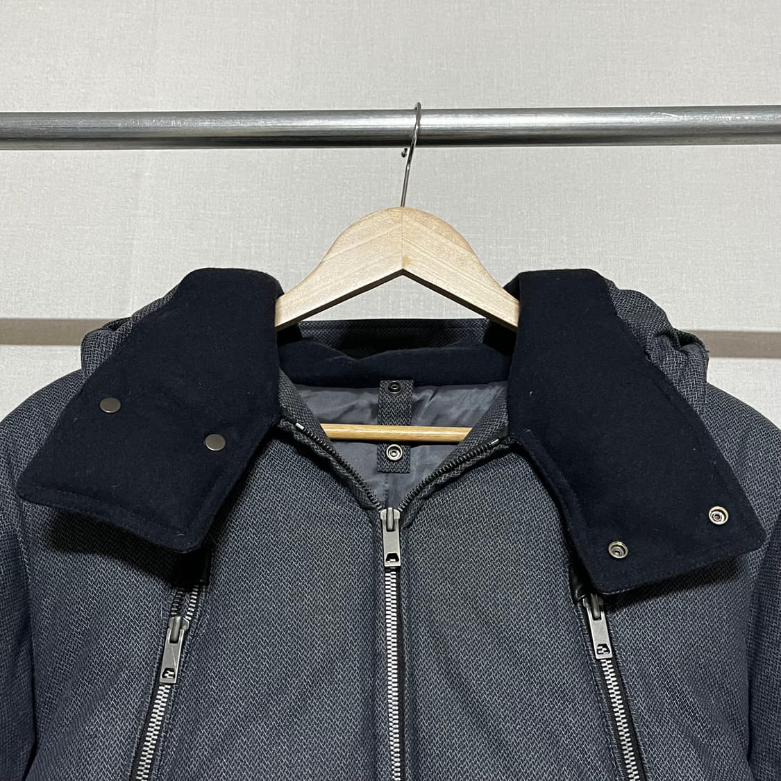 솔리드옴므 헤링본 후드 패딩 100 상품이미지3