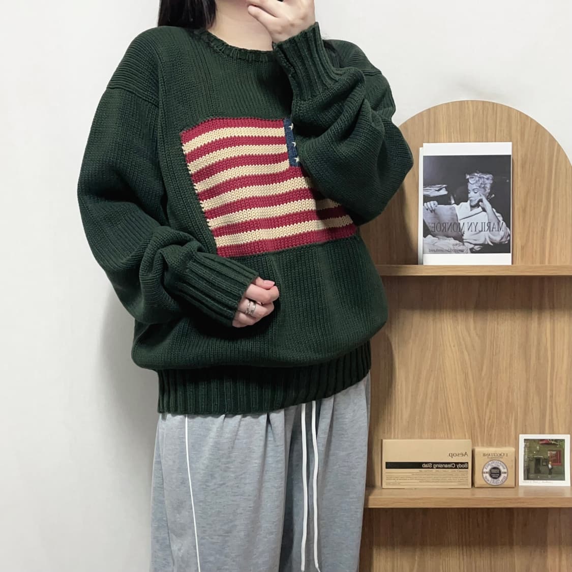 [정품] 폴로 딥그린 성조기 짜임 니트 [ L ] 상품이미지3