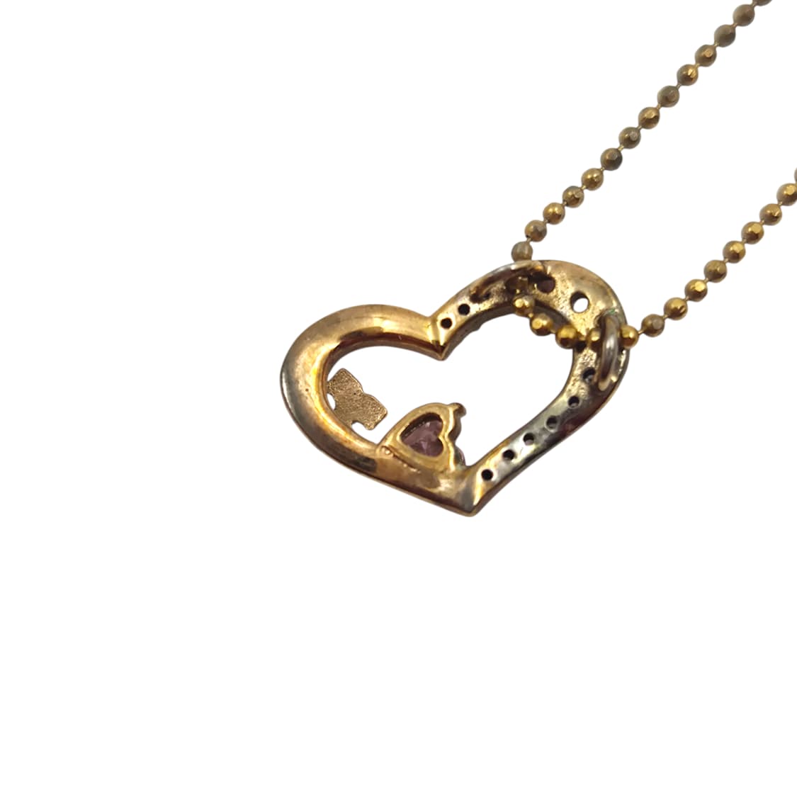 90s 꾸레쥬 드롭 하트 핑크 크리스탈 목걸이 상품이미지4