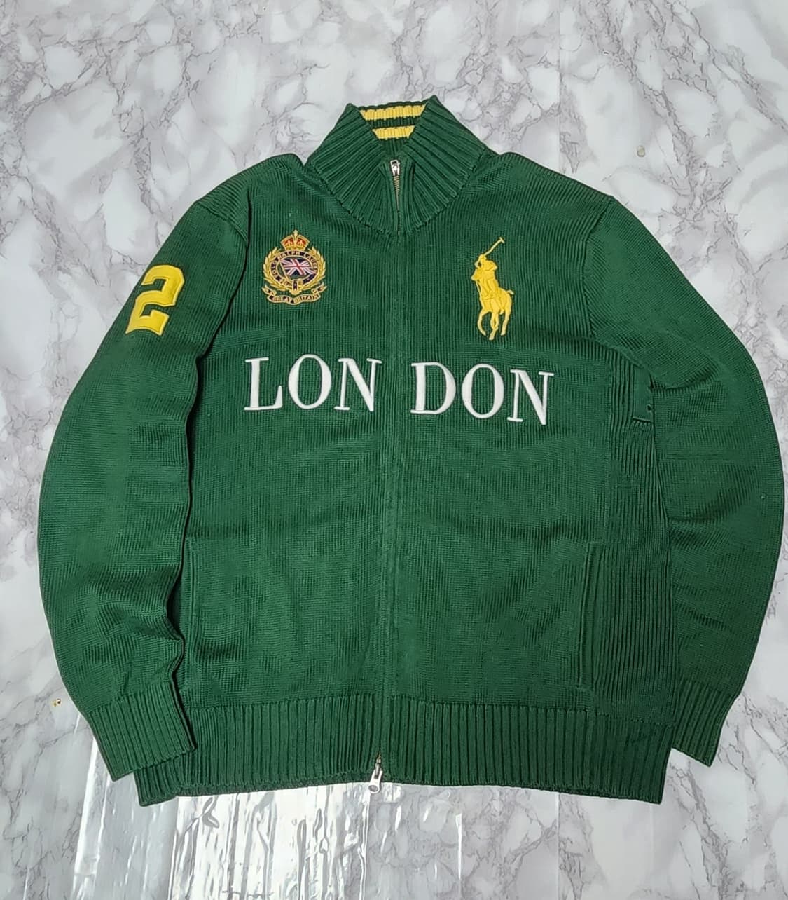 폴로 랄프로렌 빅포니 딥그린 런던 니트 집업 자켓 상품이미지2