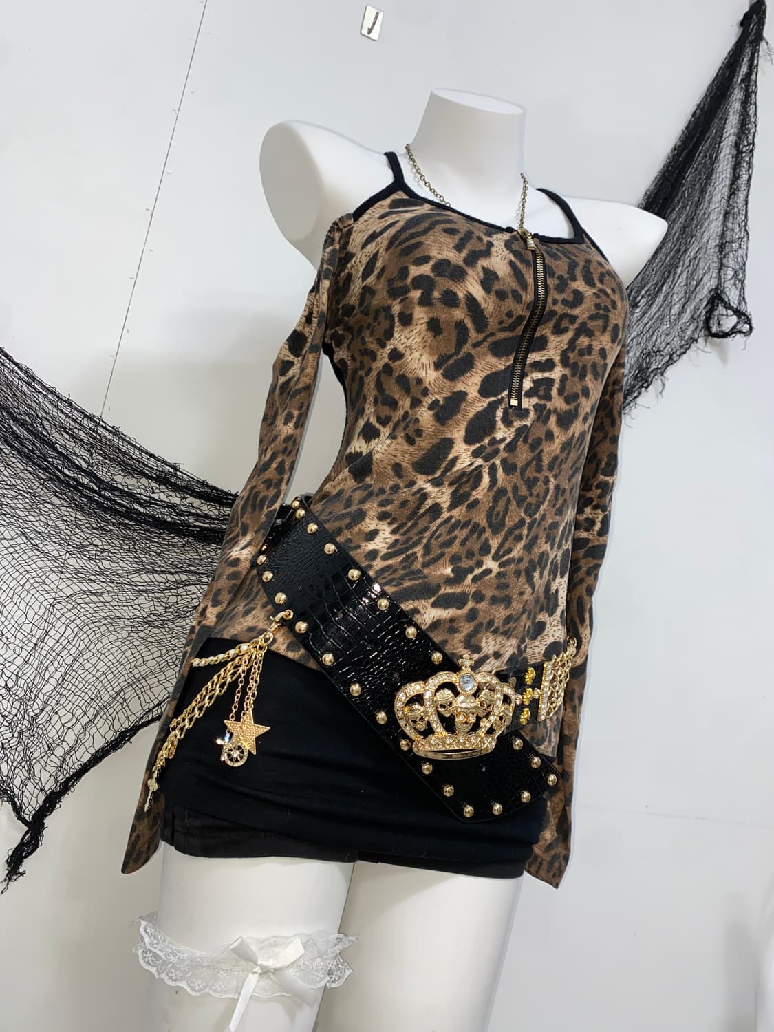 ꒰ঌ LA*BUS 오네갸루 레오파드 오프숄더 롱슬리브 ໒꒱ 상품이미지2