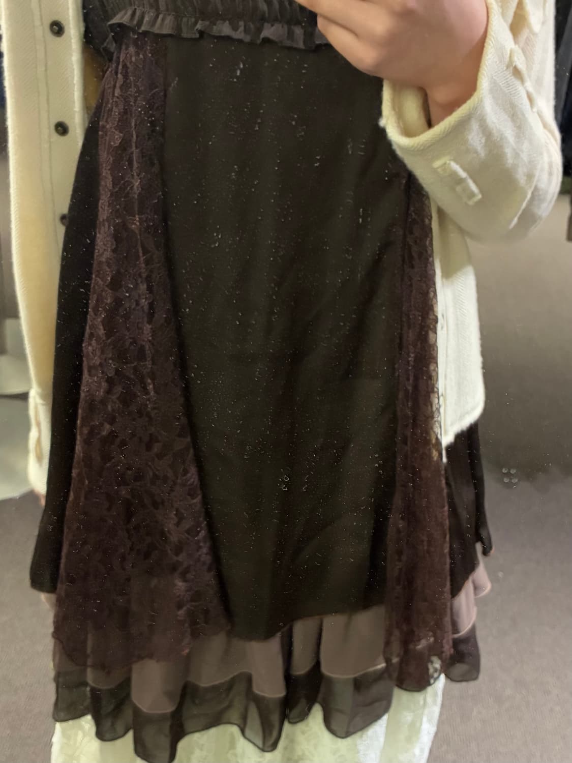 M)clef de sol 빈티지 여성 레이스 디테일 슬리브리스 원피스 상품이미지3