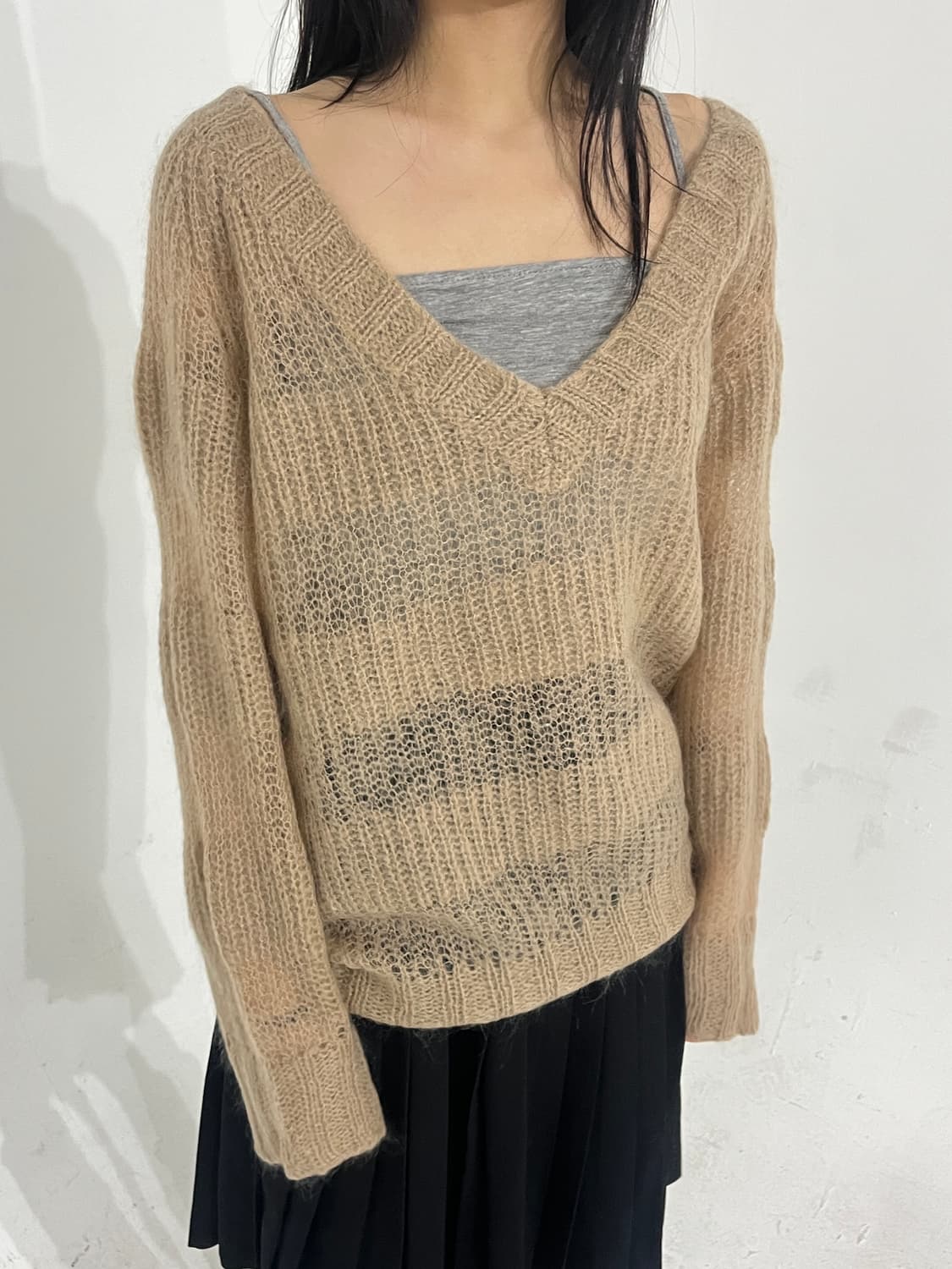 Hairly beige knit 상품이미지5