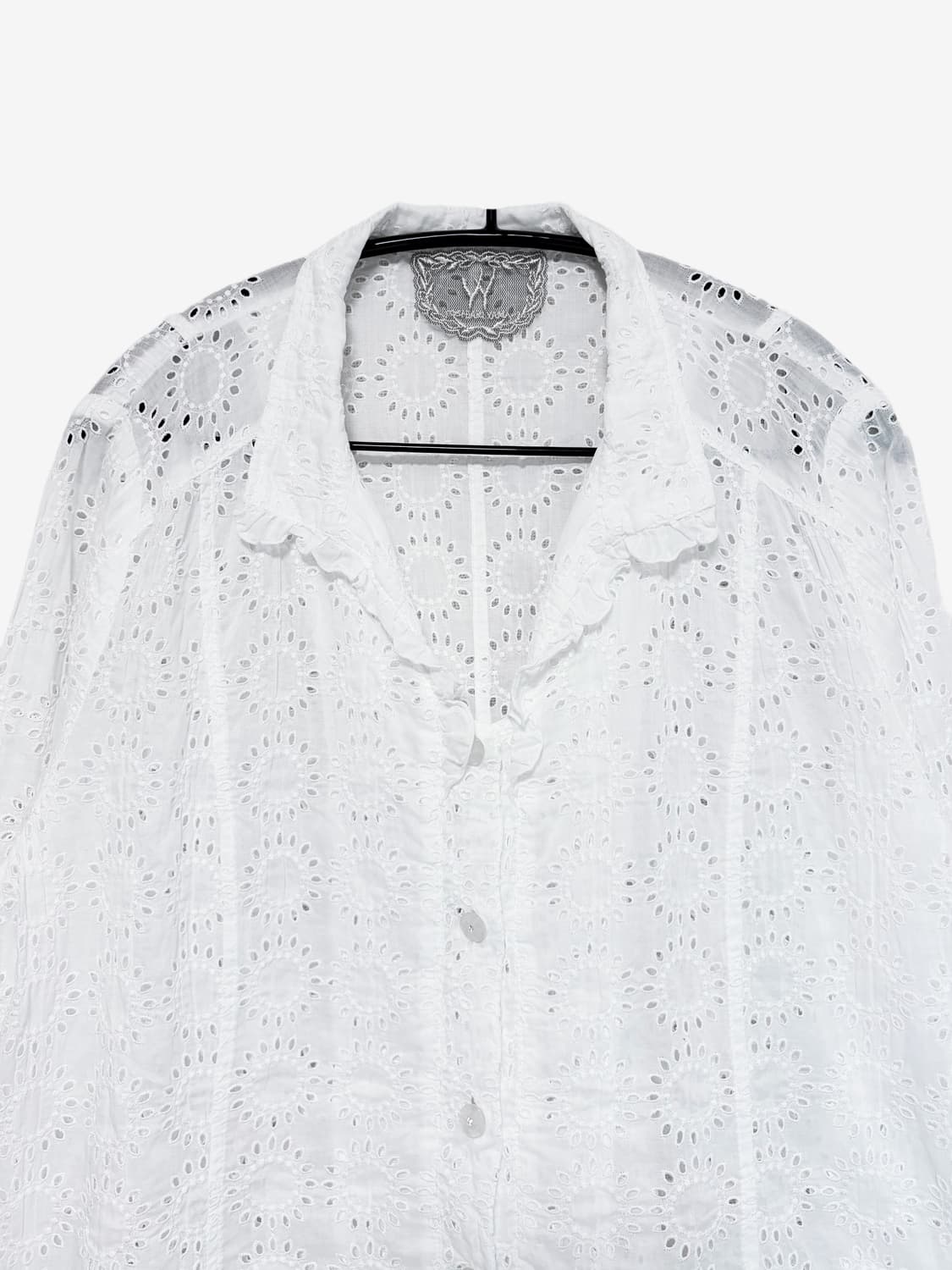 Punching Lace Shirt – White 상품이미지5