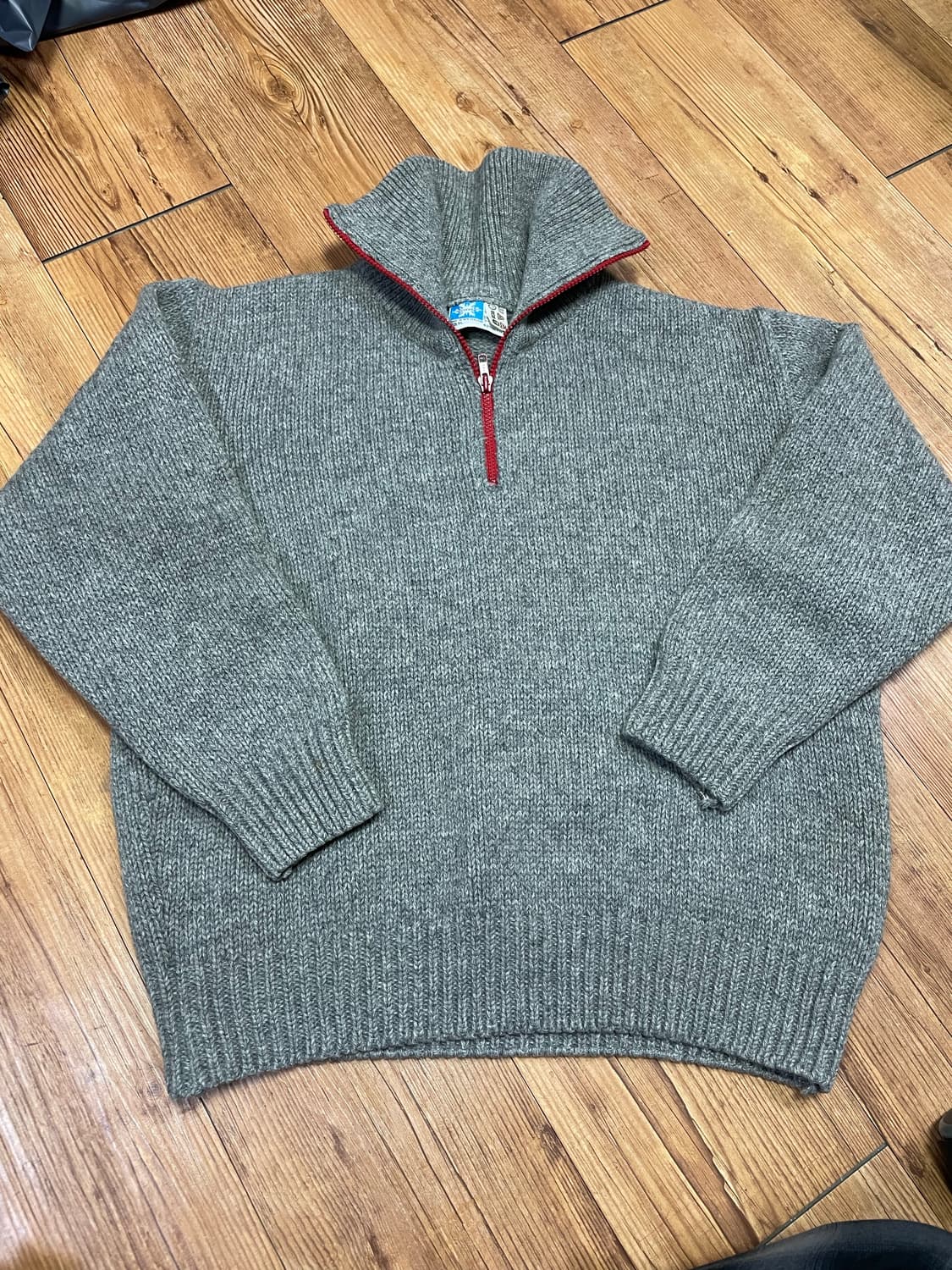 노스웨어 버진울 100% 반짚업 니트 그레이 상품이미지1