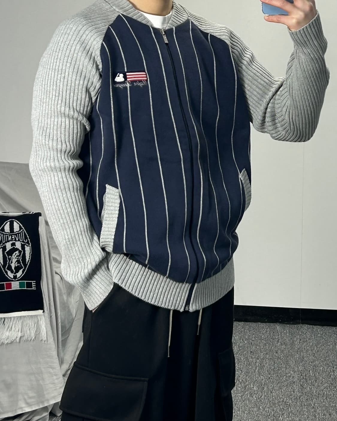 MLB 보스턴 스트라이프 니트 집업 상품이미지2