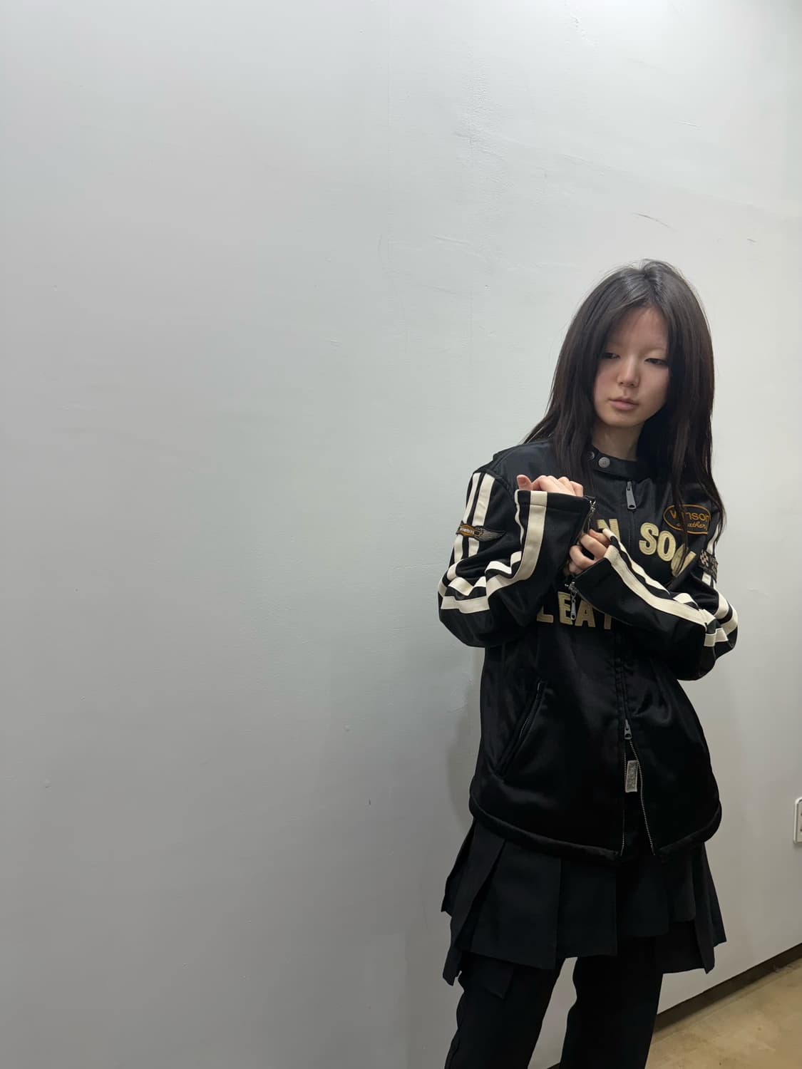 밴슨 로고 디테일 바이커 자켓 상품이미지5