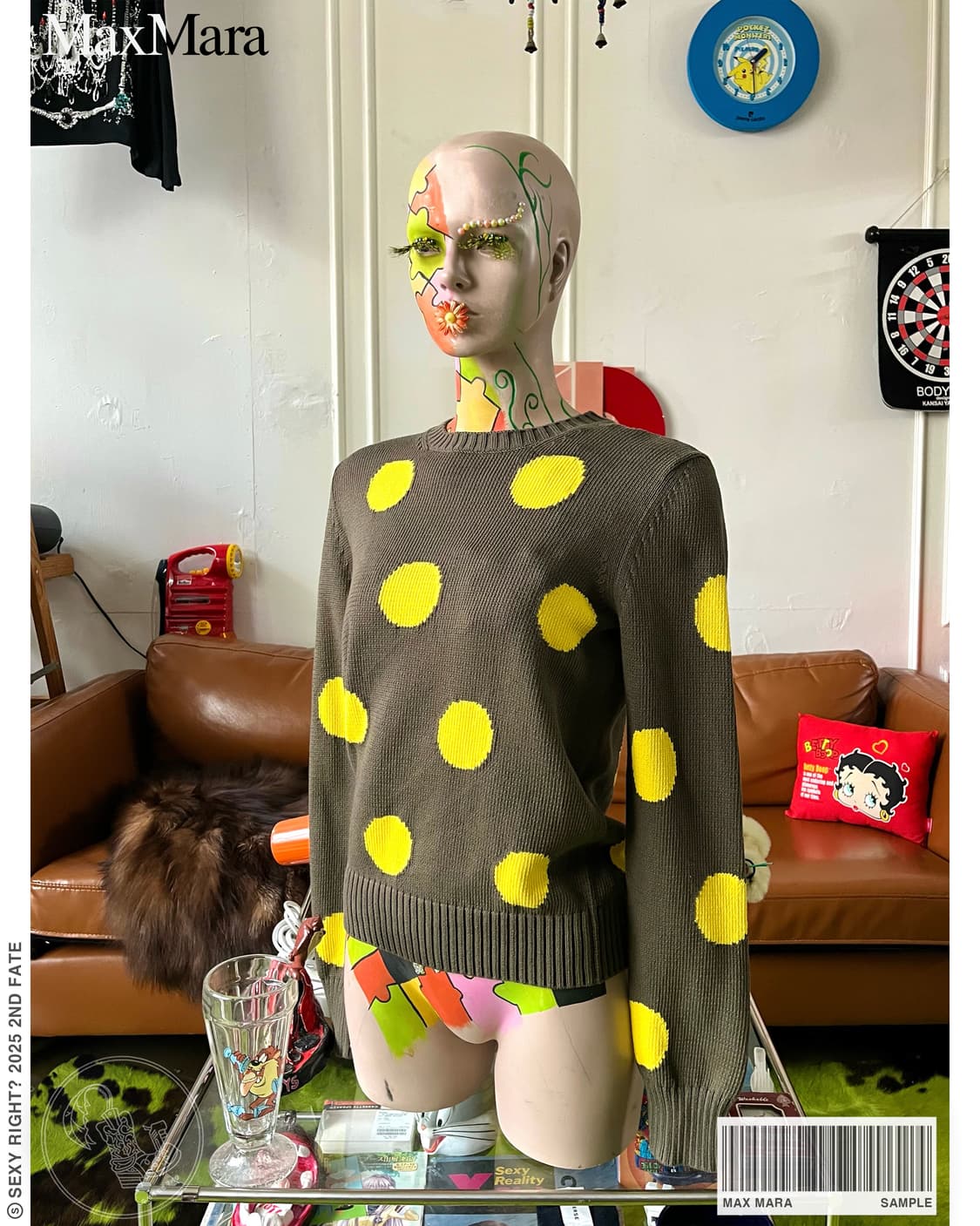 Max Mara Yellow Big Dot Knit Sweater 상품이미지1