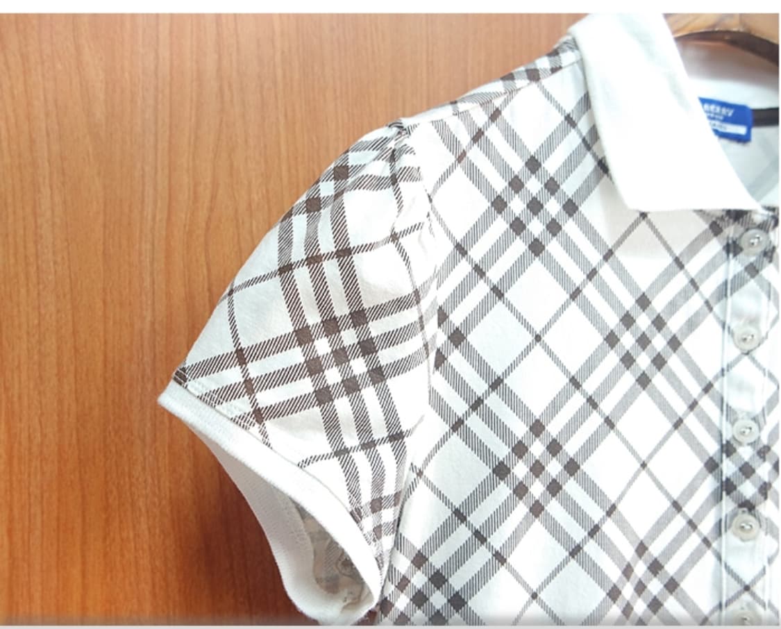 버버리 블루 라벨 체크 반팔 카라티 상품이미지4
