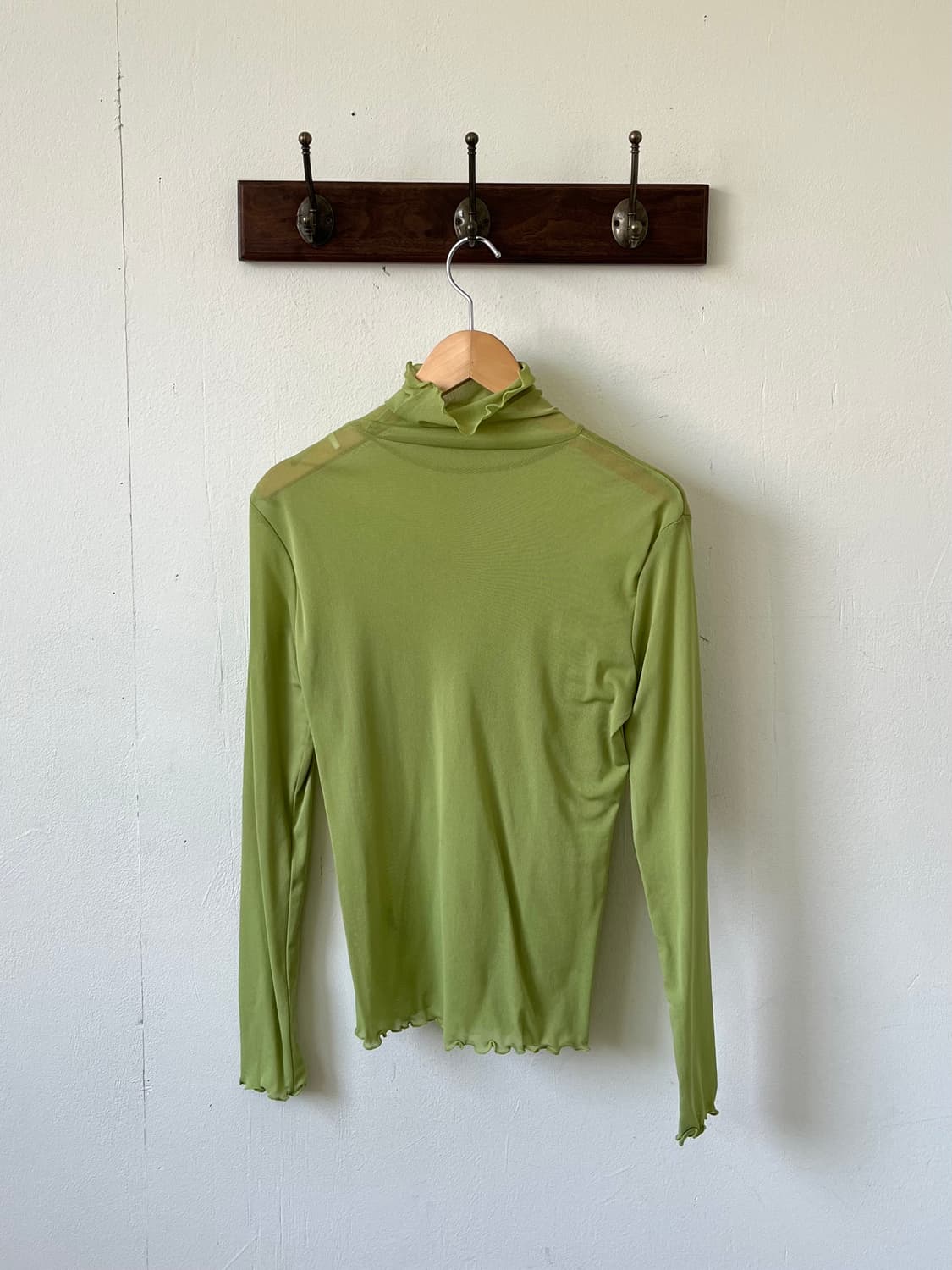 Japan vtg 올리브그린 시스루 터틀넥 상품이미지2