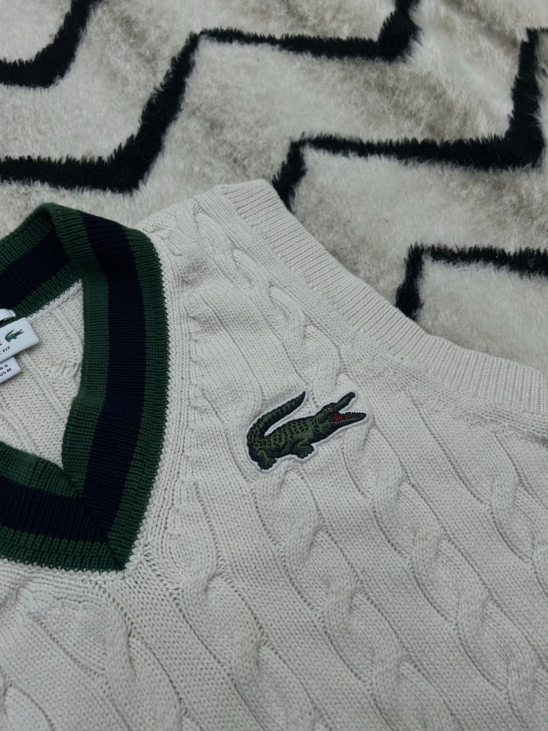 [M]라코스테 케이블 니트 베스트/아이보리 상품이미지1