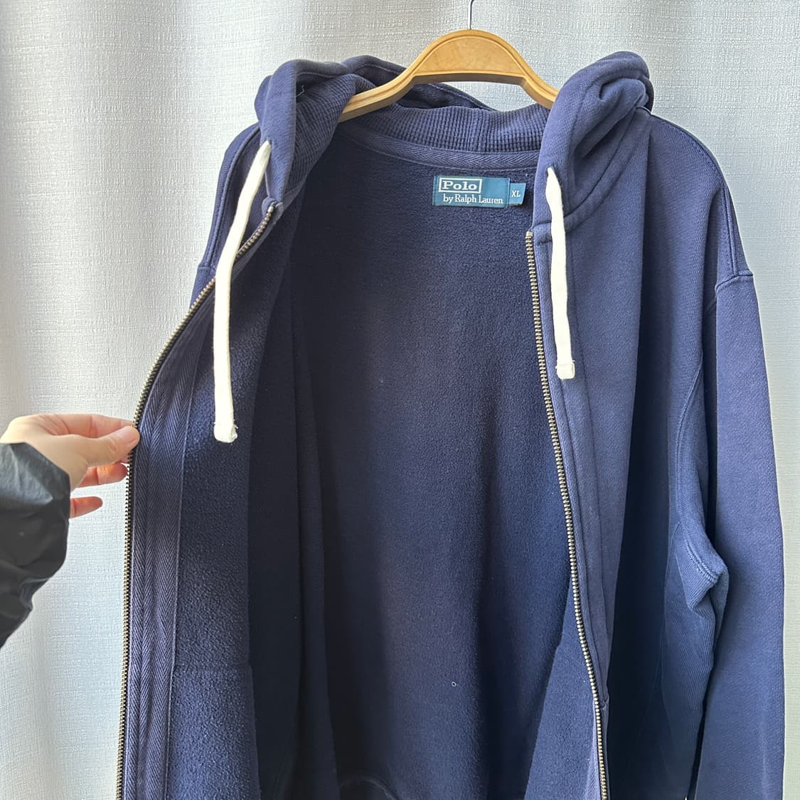 폴로 랄프로렌 기모 후드 집업 네이비 XL 상품이미지6
