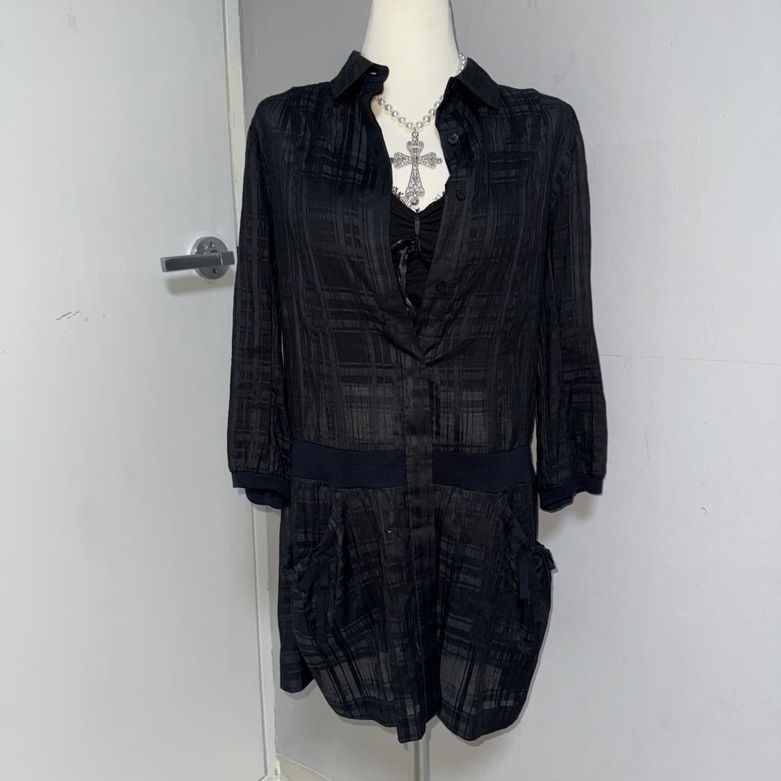 고스 로리 펑크 시스루 셔츠 원피스  상품이미지3