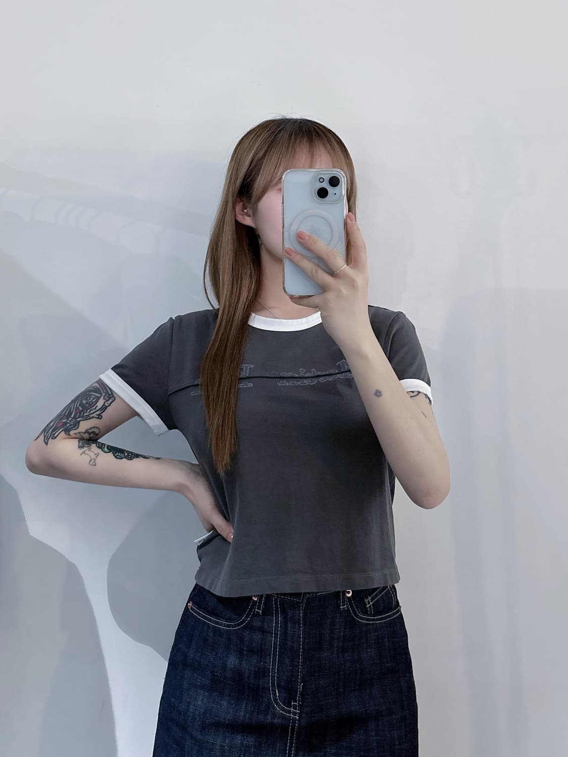 마땡킴 빅로고 크롭 반팔 상품이미지1