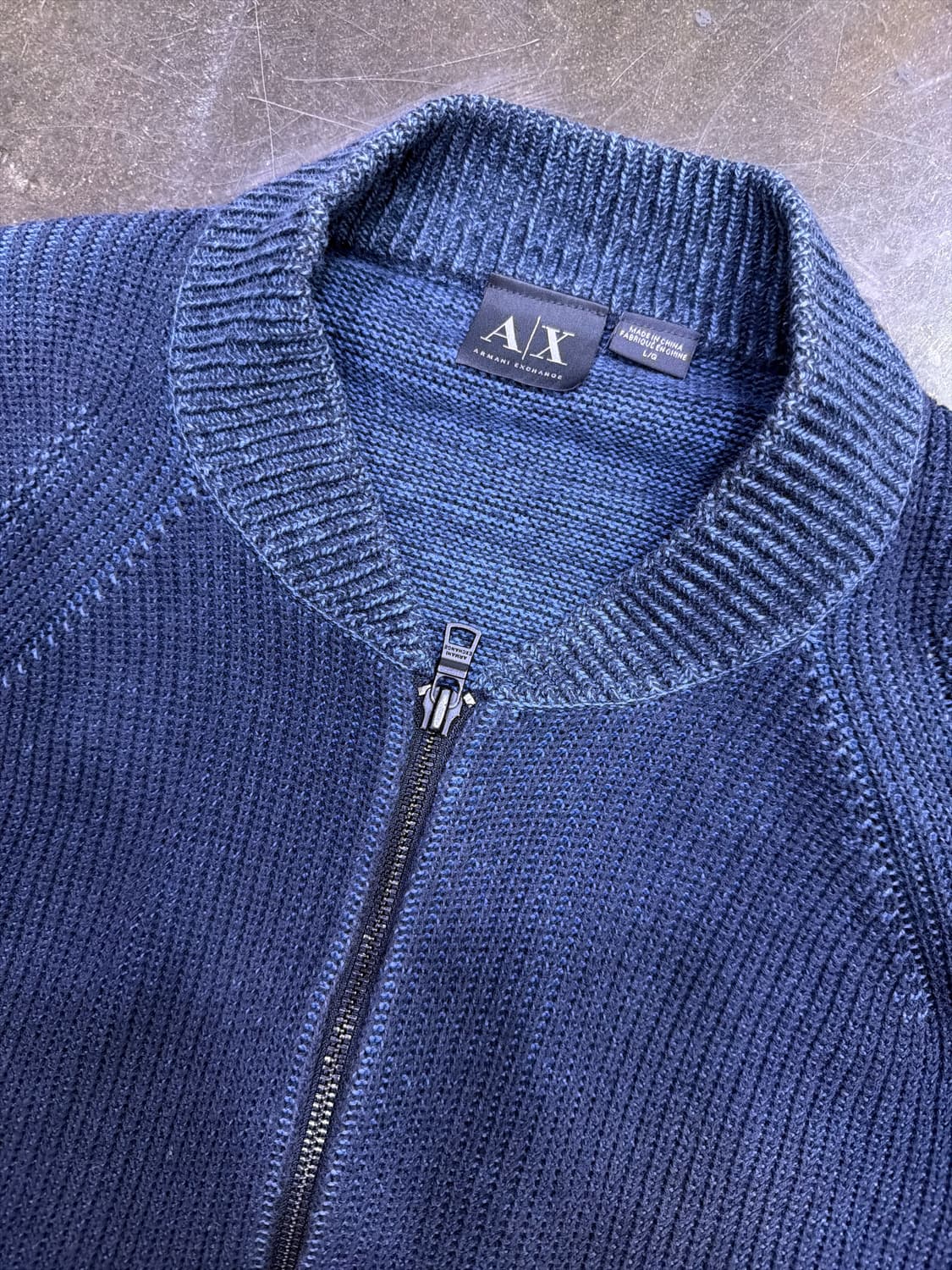 아르마니 익스체인지 배색 니트 스웨터 네이비 집업 자켓 L 상품이미지3